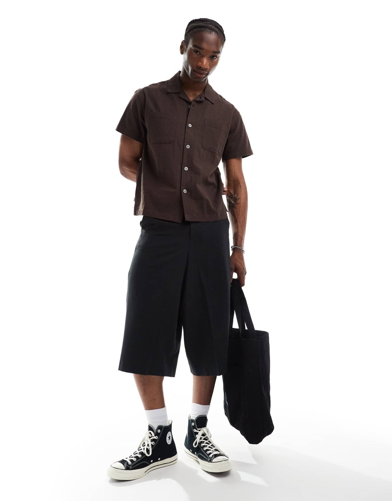 Obey textured short sleeve shirt in brown - ASOS Sample Sale EU Store