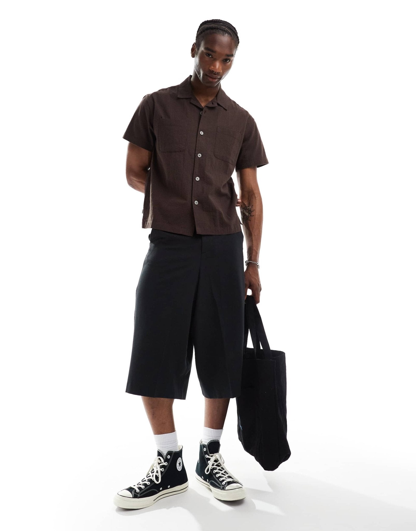 Obey textured short sleeve shirt in brown - ASOS Sample Sale EU Store