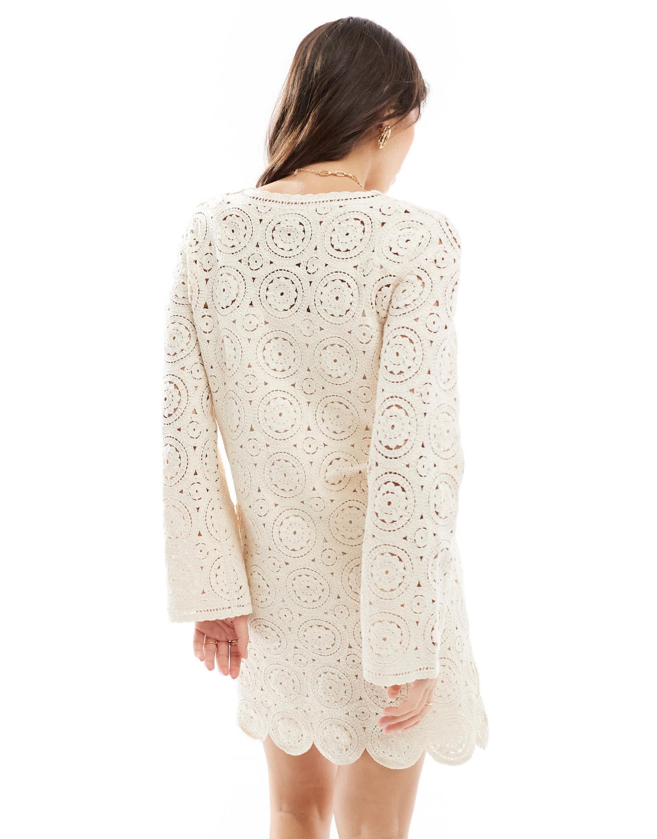 Object lace mini dress with scalloped hem in cream - ASOS Sample Sale EU Store