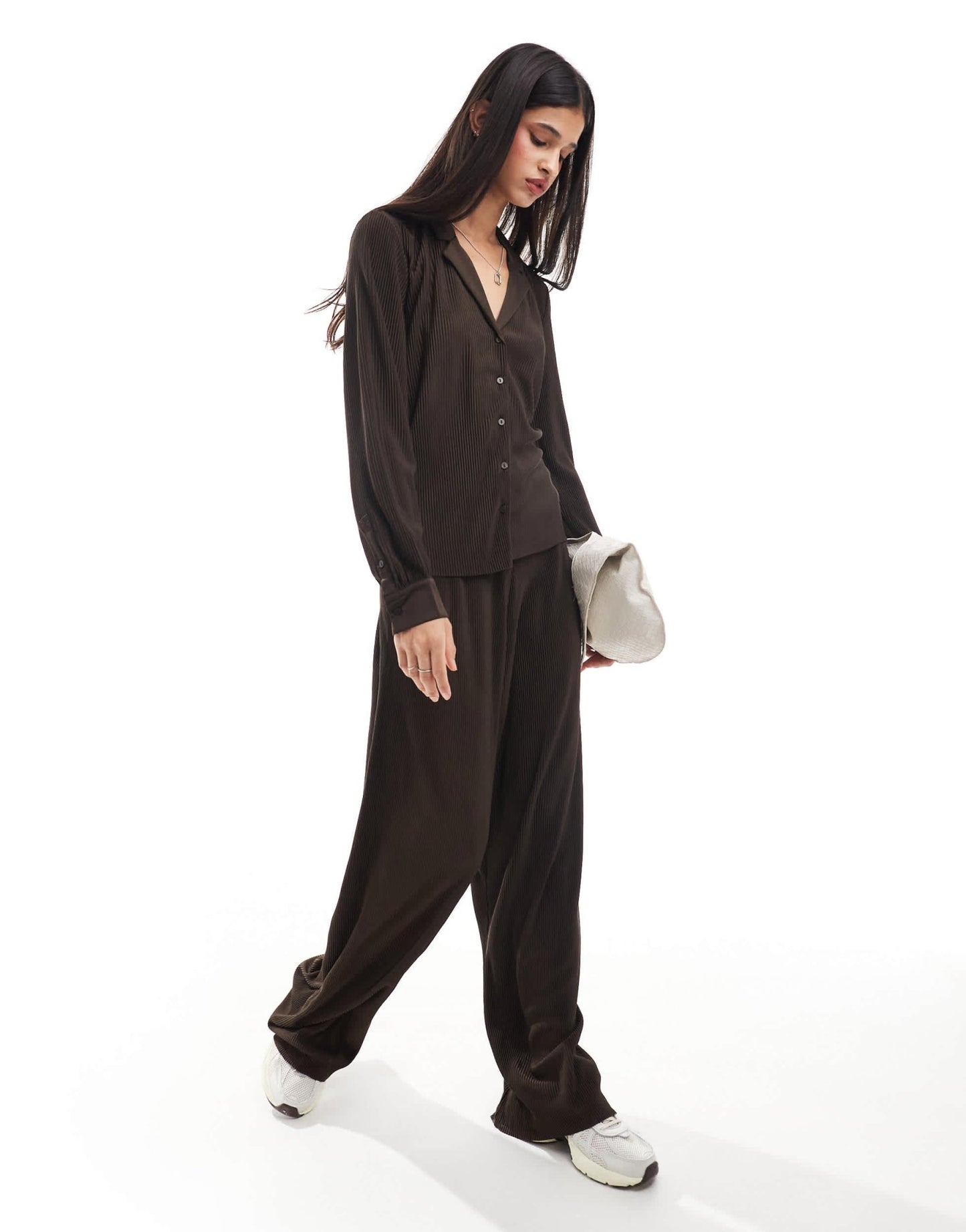 Object plisse trouser co - ord in chocolate brown - ASOS Sample Sale EU Store