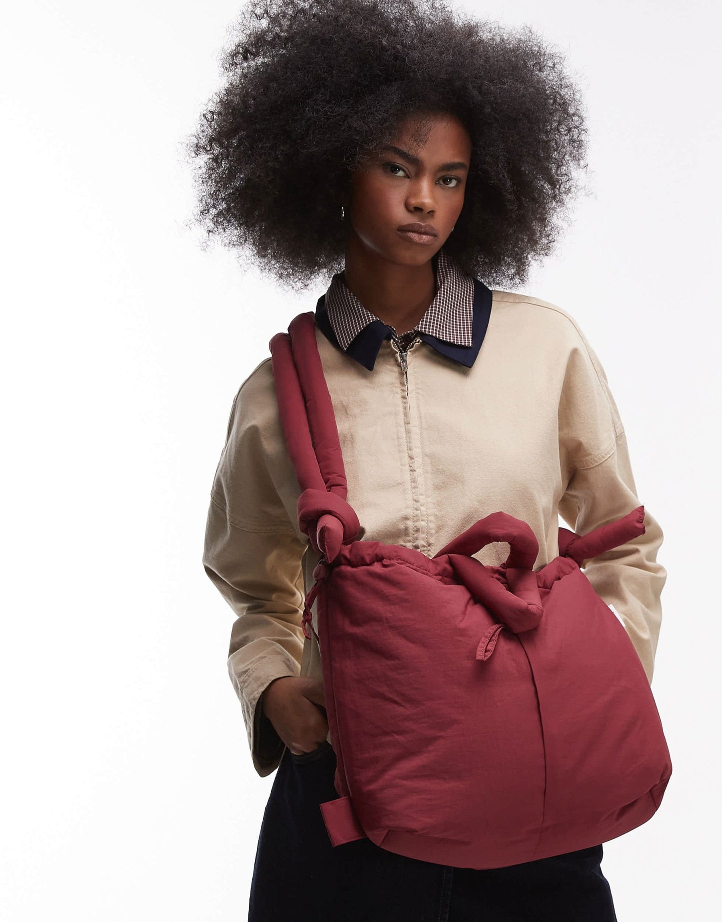 OLEND Ona soft nylon multiwear crossbody bag in burgundy - ASOS Sample Sale EU Store