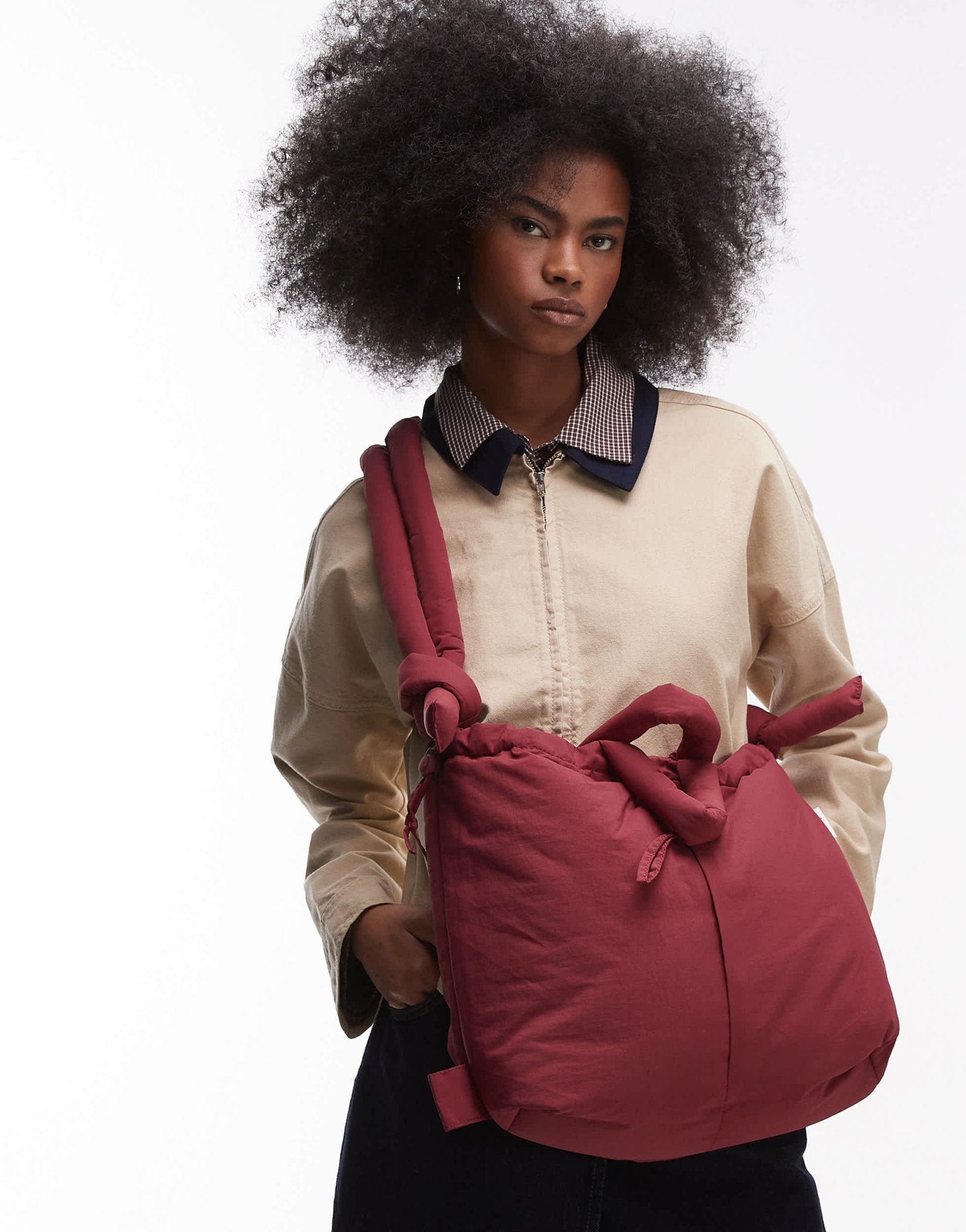 OLEND Ona soft nylon multiwear crossbody bag in burgundy - ASOS Sample Sale EU Store