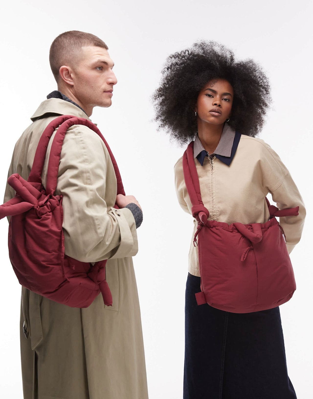 OLEND Ona soft nylon multiwear crossbody bag in burgundy - ASOS Sample Sale EU Store