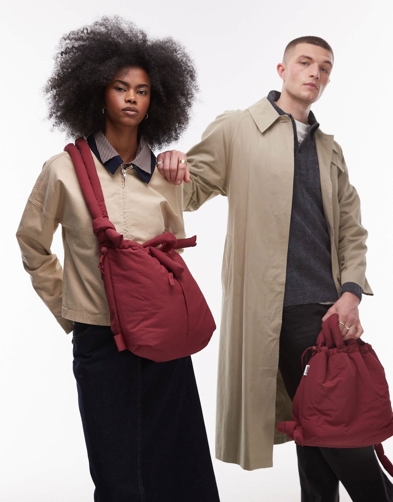OLEND Ona soft nylon multiwear crossbody bag in burgundy - ASOS Sample Sale EU Store
