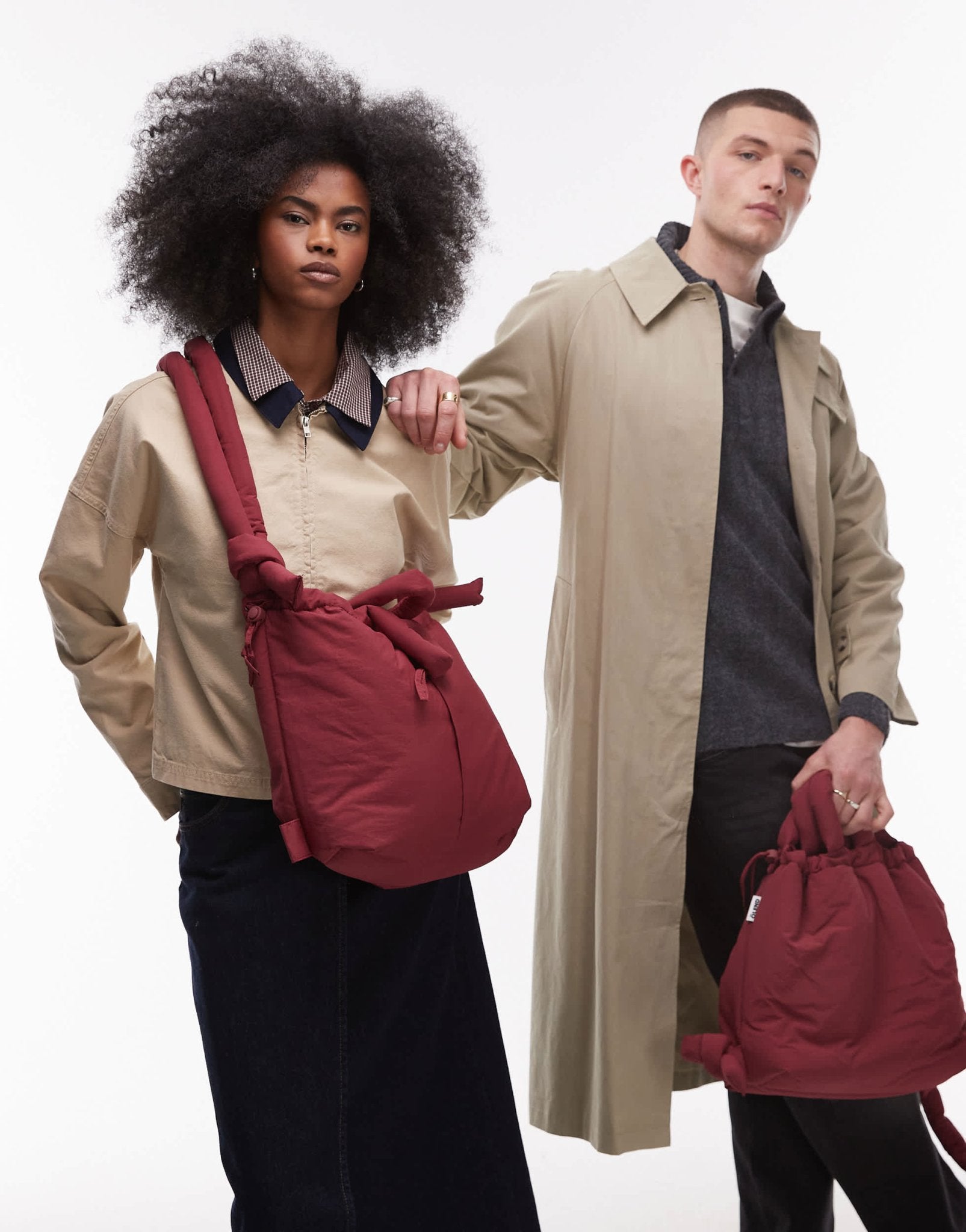 OLEND Ona soft nylon multiwear crossbody bag in burgundy - ASOS Sample Sale EU Store