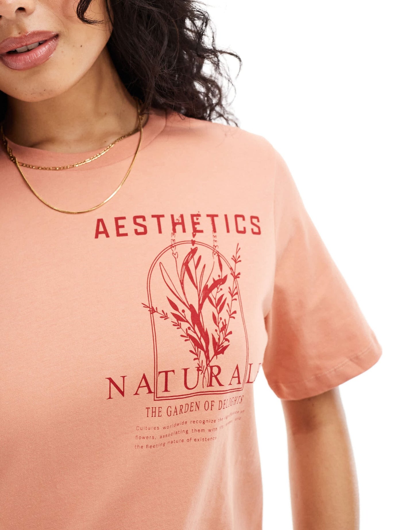 ONLY 'Aesthetics Naturale' graphic boxy tee in peach - ASOS Sample Sale EU Store