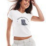 ONLY cowboy boots print baby tee in white