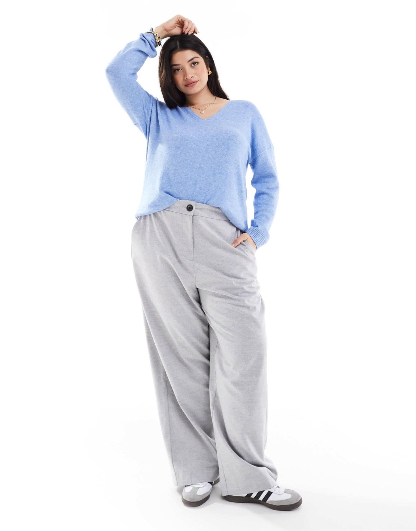 ONLY Curve v neck jumper in blue - ASOS Sample Sale EU Store