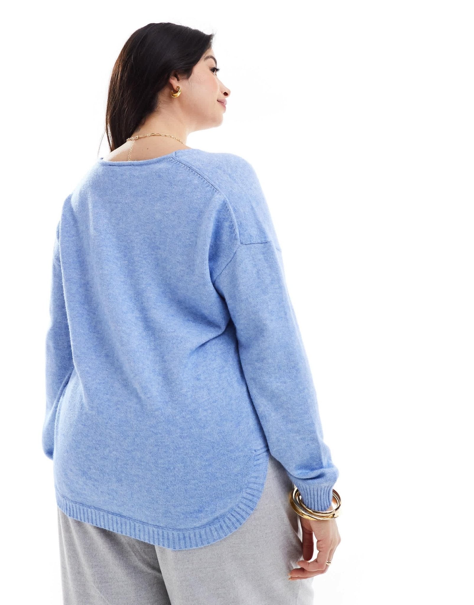 ONLY Curve v neck jumper in blue - ASOS Sample Sale EU Store