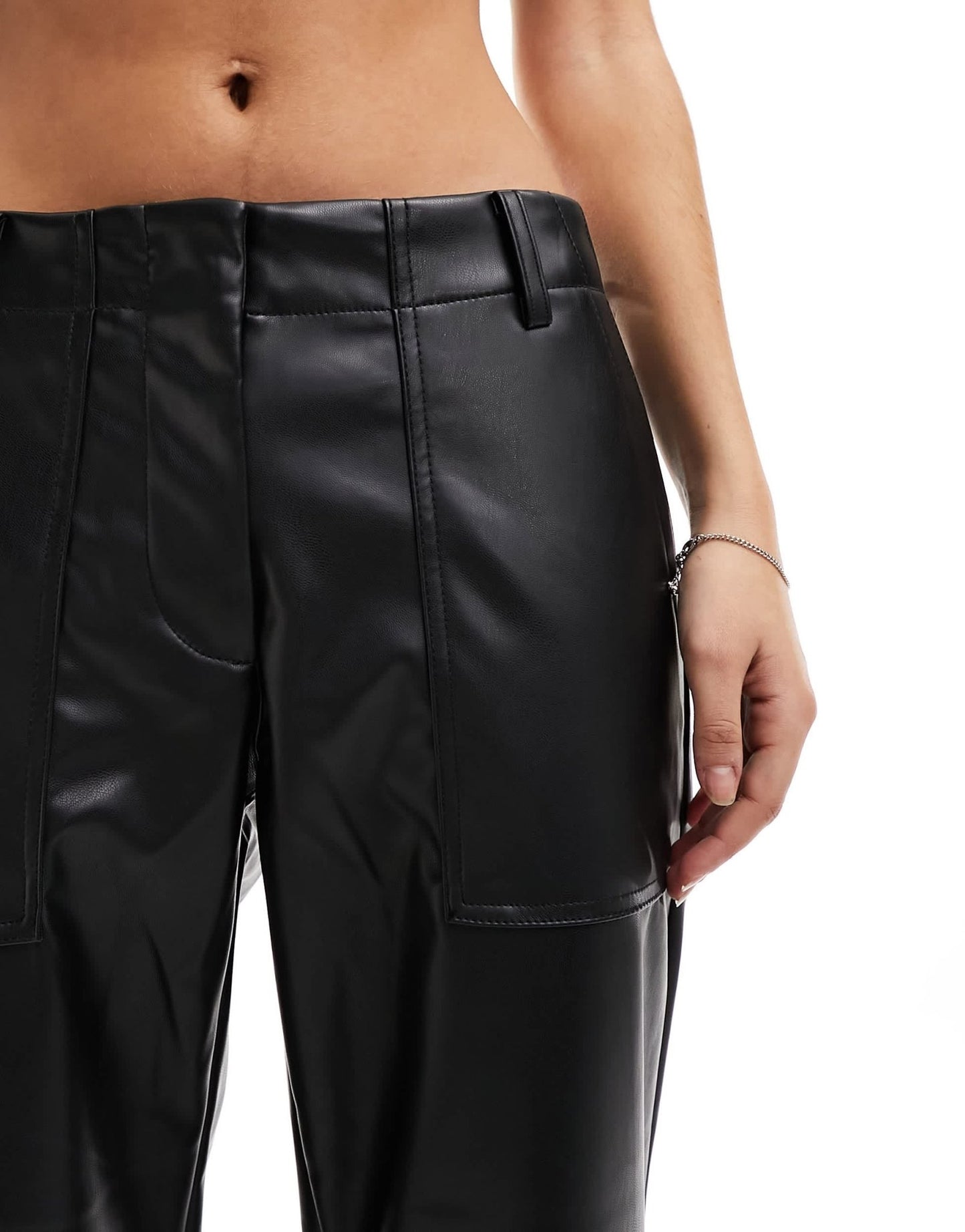 ONLY faux leather straight leg trousers in black - ASOS Sample Sale EU Store