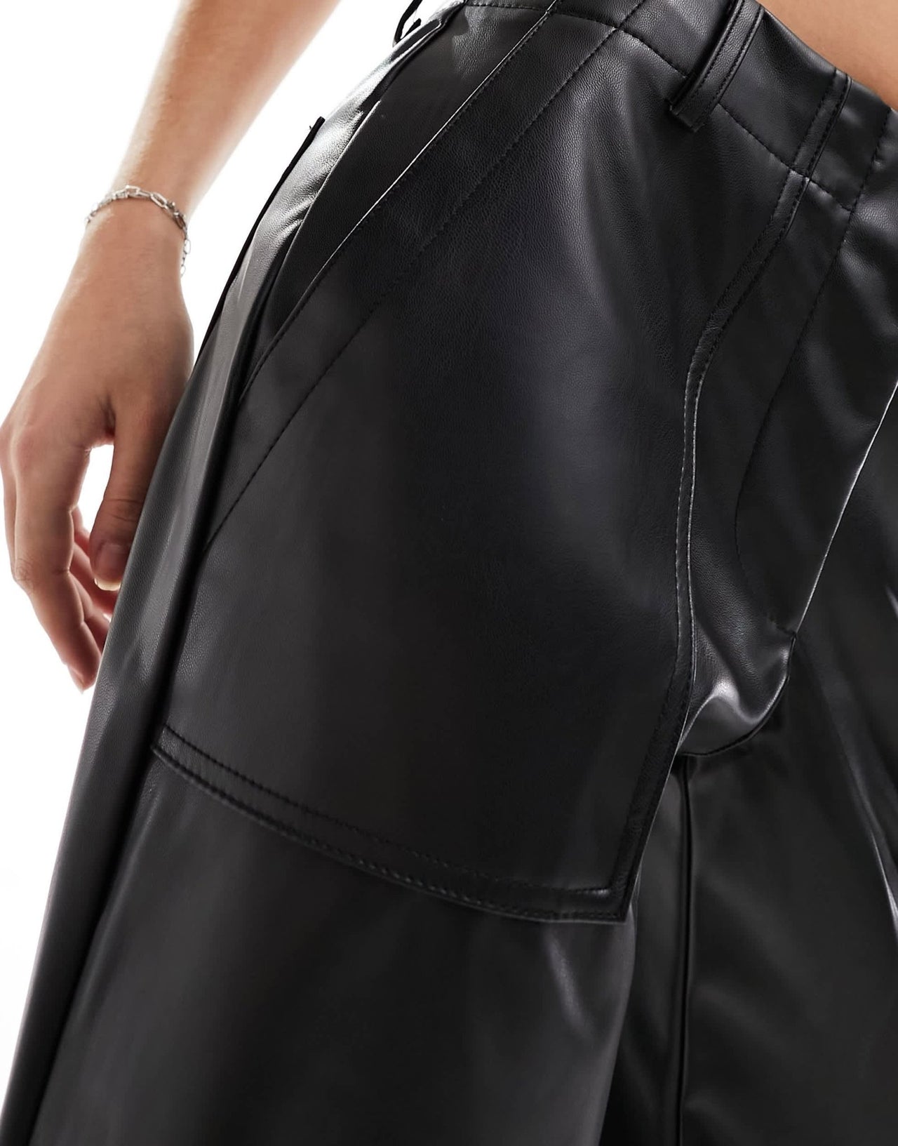 ONLY faux leather straight leg trousers in black - ASOS Sample Sale EU Store