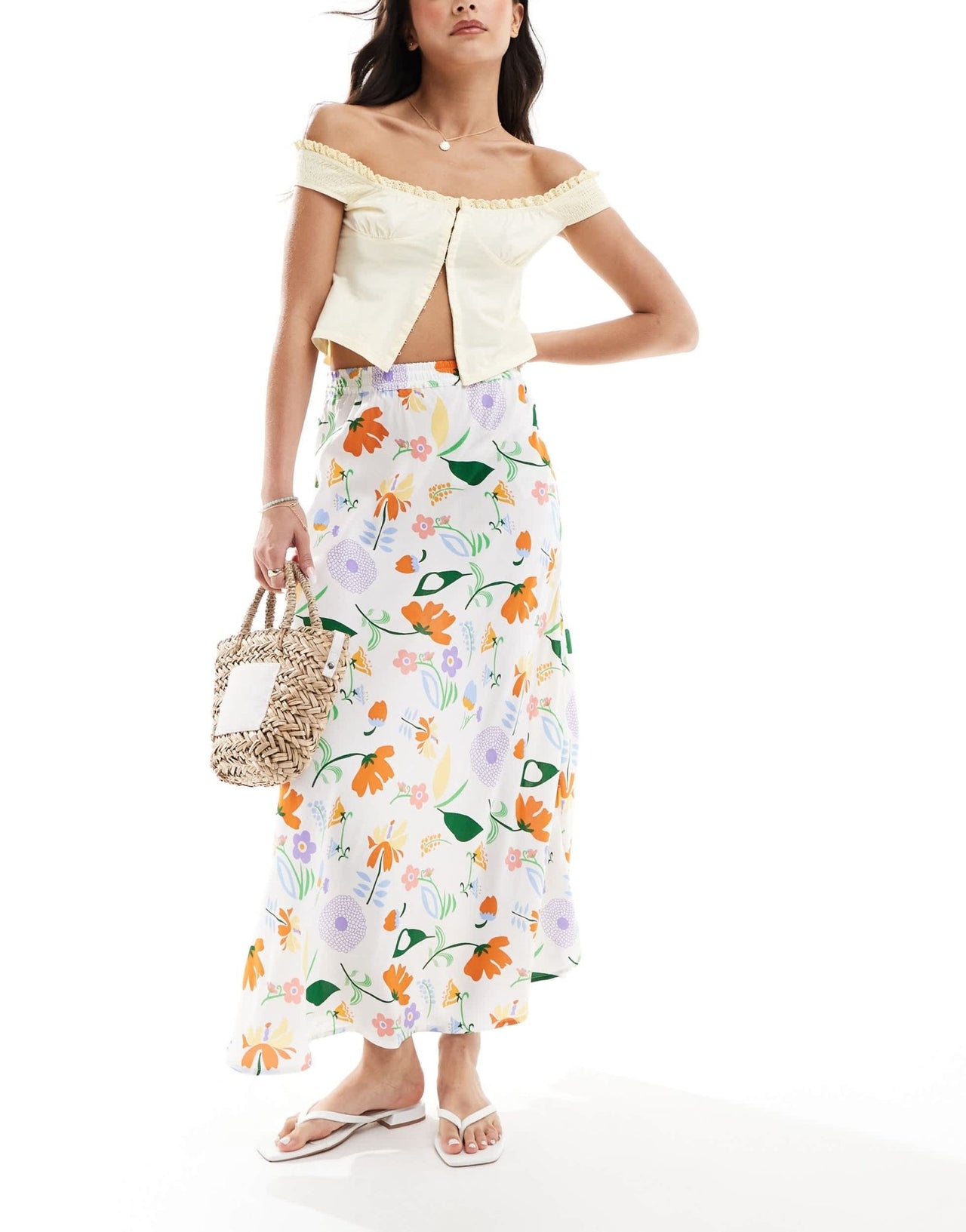 ONLY floral print maxi skirt in white - ASOS Sample Sale EU Store