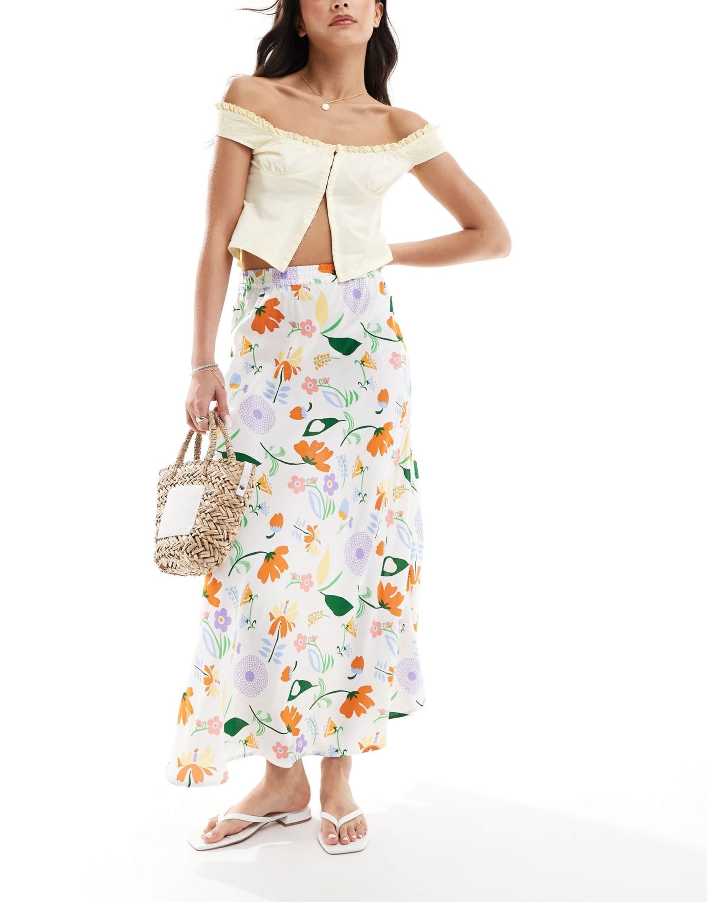 ONLY floral print maxi skirt in white - ASOS Sample Sale EU Store