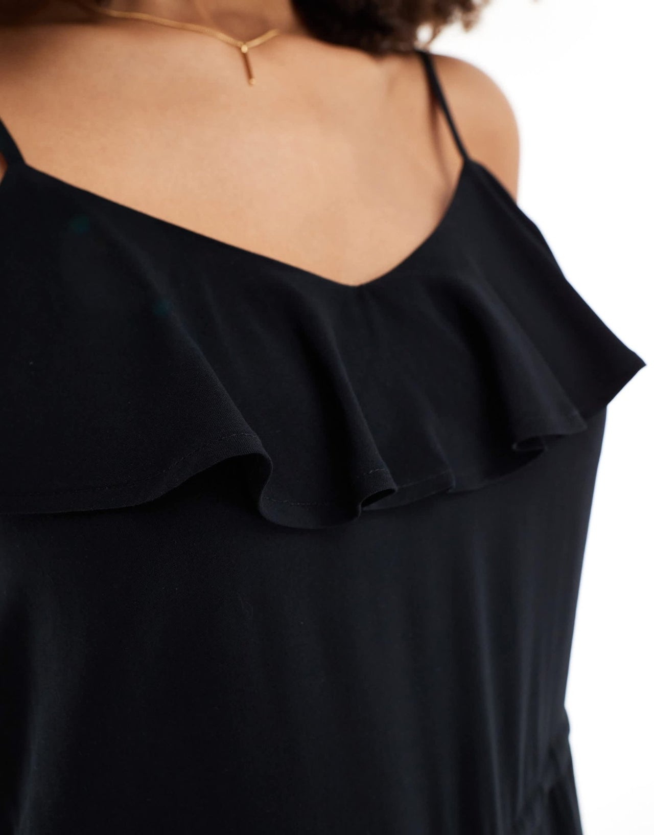 ONLY frilled tie front playsuit in black - ASOS Sample Sale EU Store