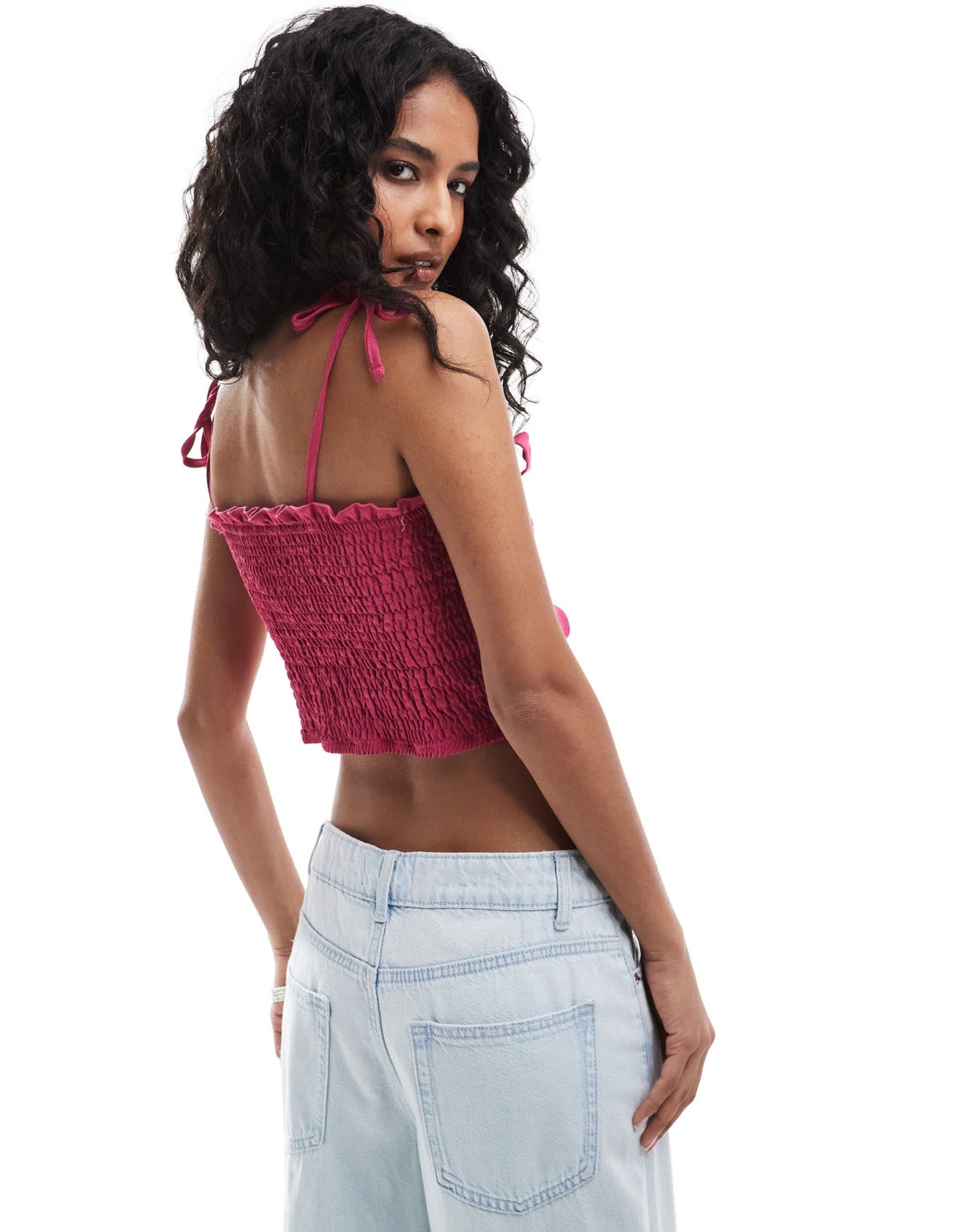 ONLY front tie crop top in dark pink - ASOS Sample Sale EU Store