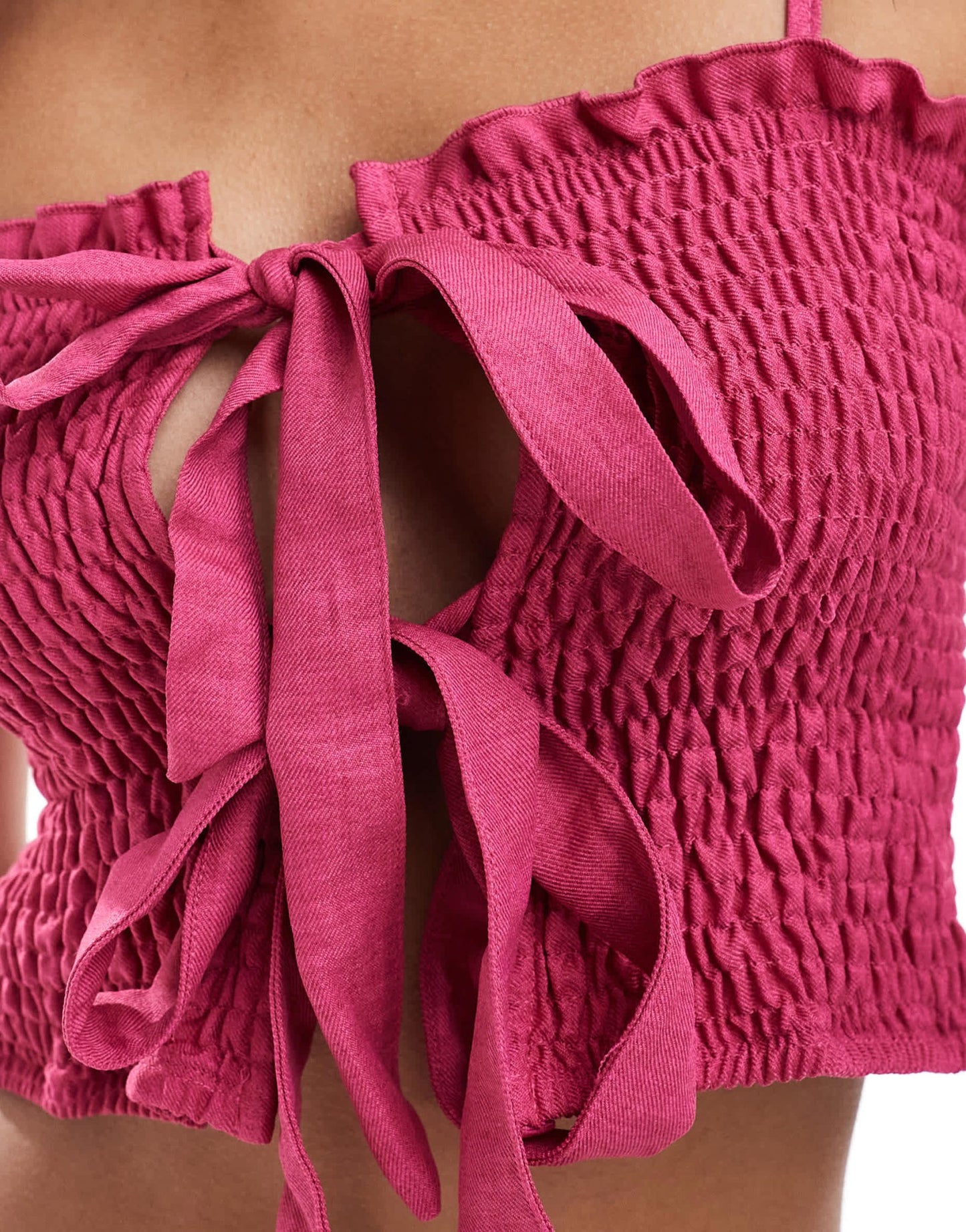 ONLY front tie crop top in dark pink - ASOS Sample Sale EU Store
