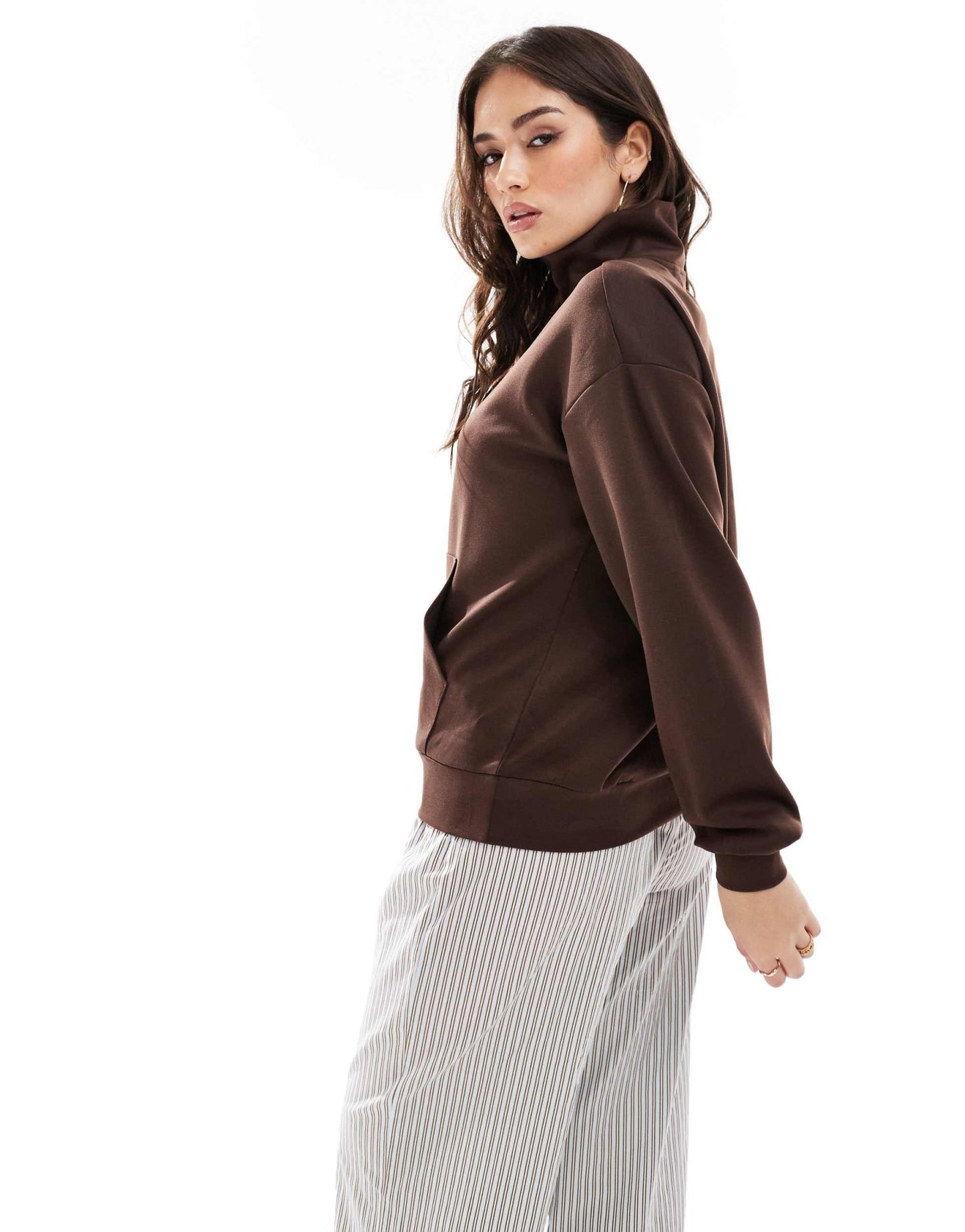 ONLY half zip sweat top in brown - ASOS Sample Sale EU Store
