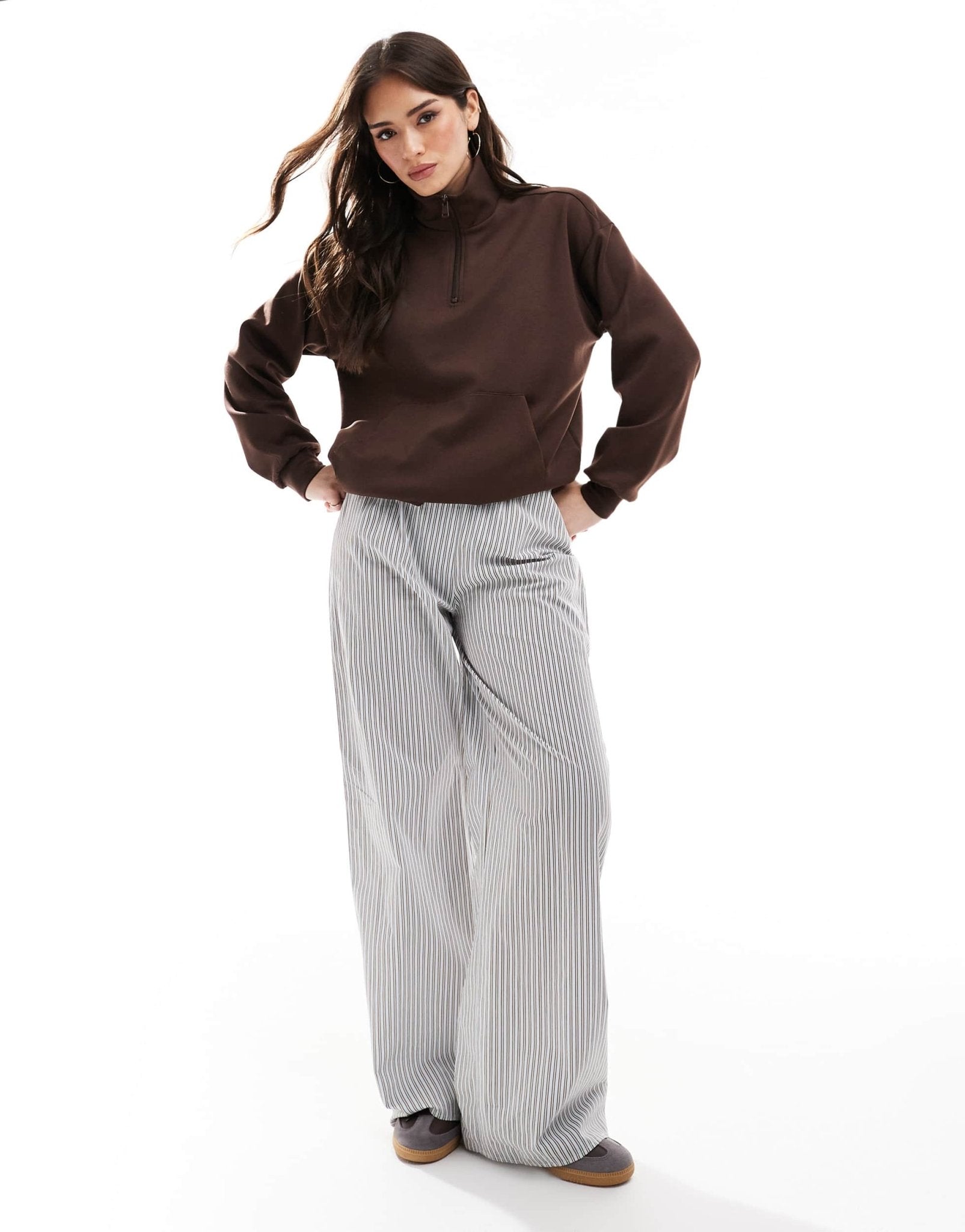 ONLY half zip sweat top in brown - ASOS Sample Sale EU Store
