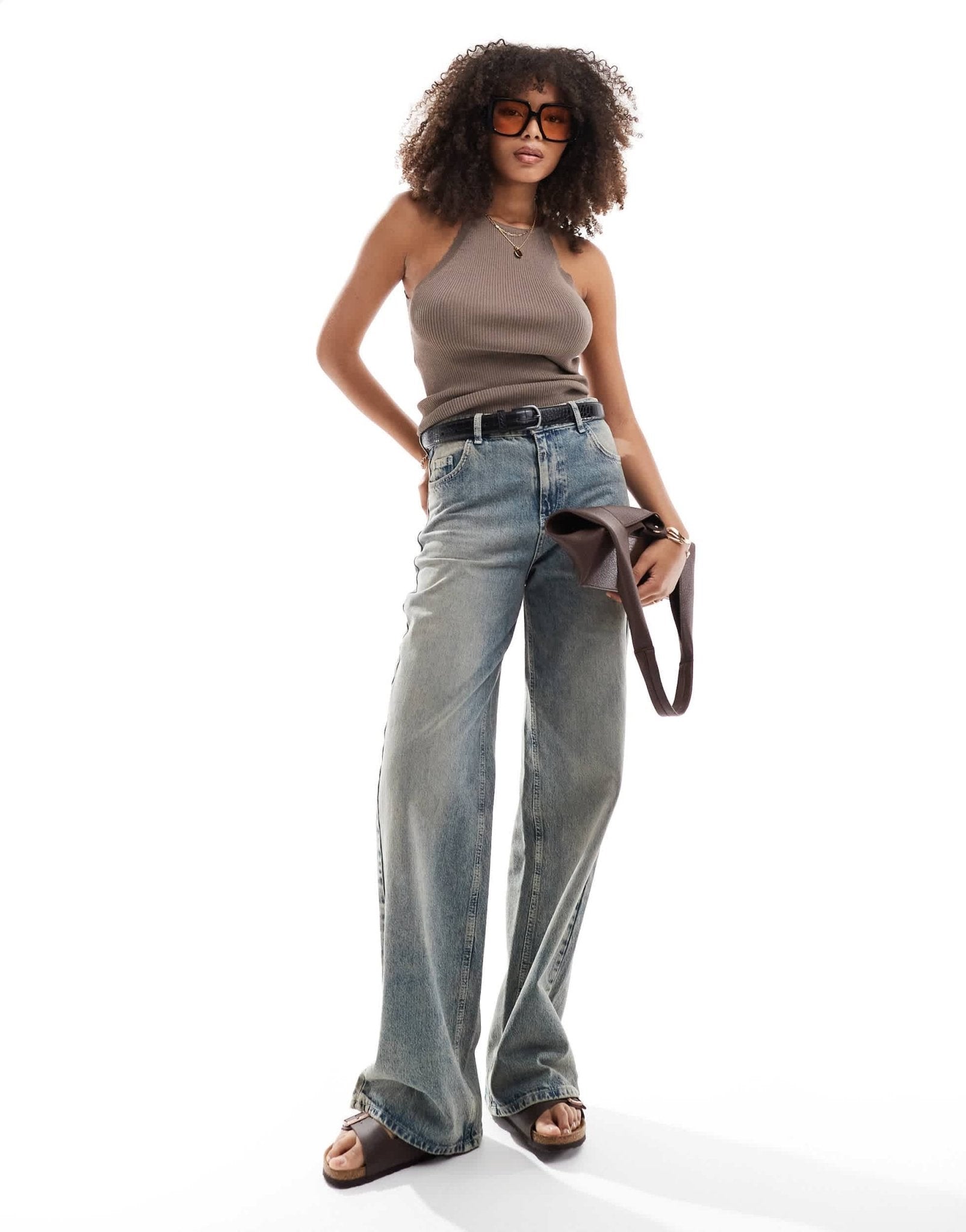 ONLY halter neck light weight knitted top in light brown - ASOS Sample Sale EU Store