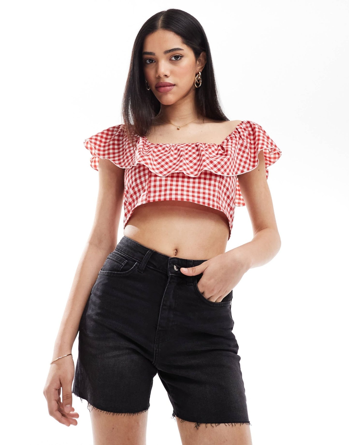 ONLY high waisted denim shorts in black - ASOS Sample Sale EU Store