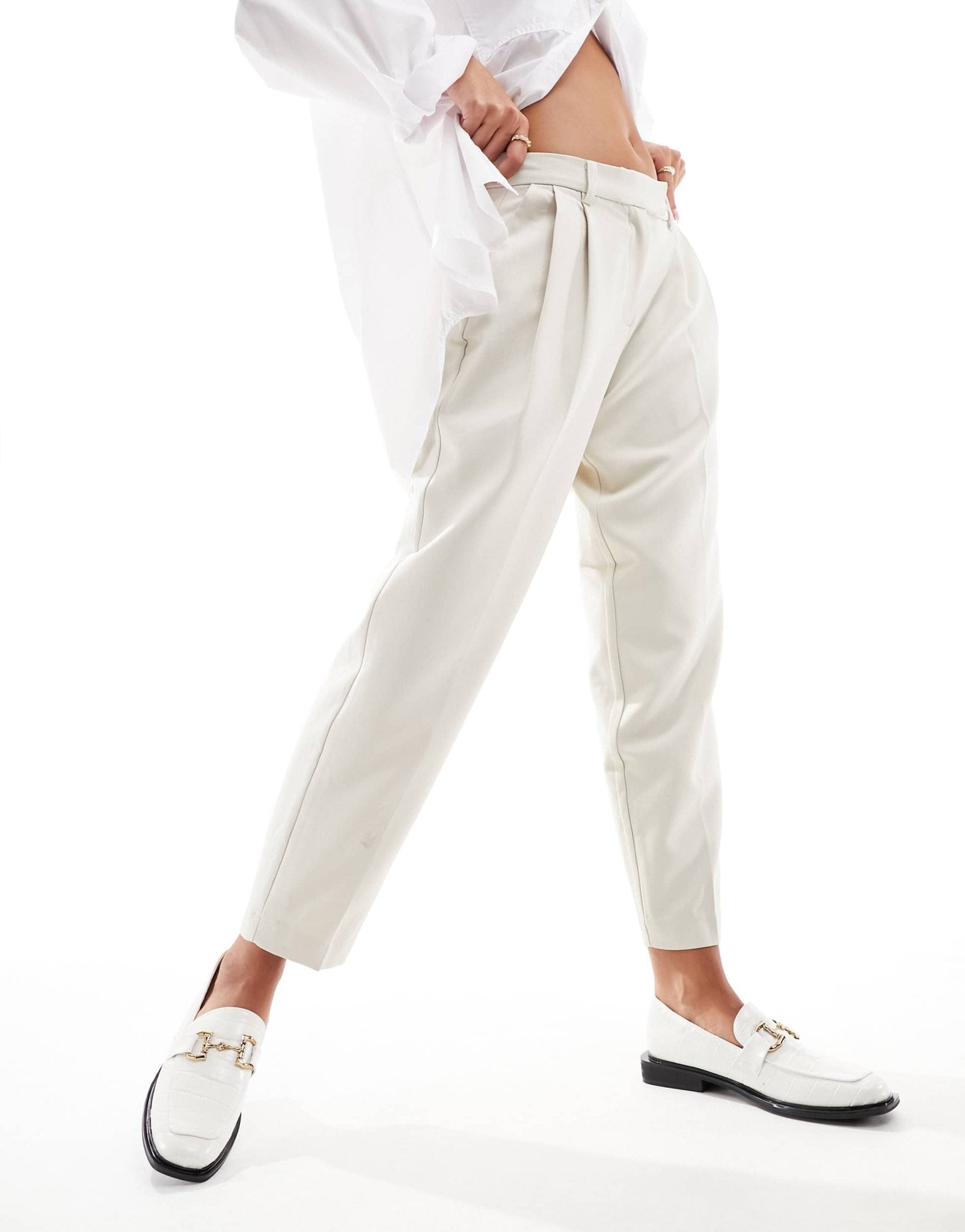 ONLY high waisted tailored trousers in stone - ASOS Sample Sale EU Store