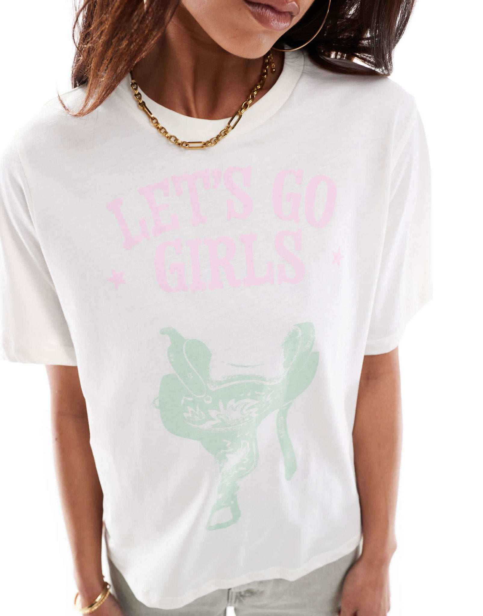 ONLY Let's Go Girls print t-shirt in white - ASOS Sample Sale EU Store