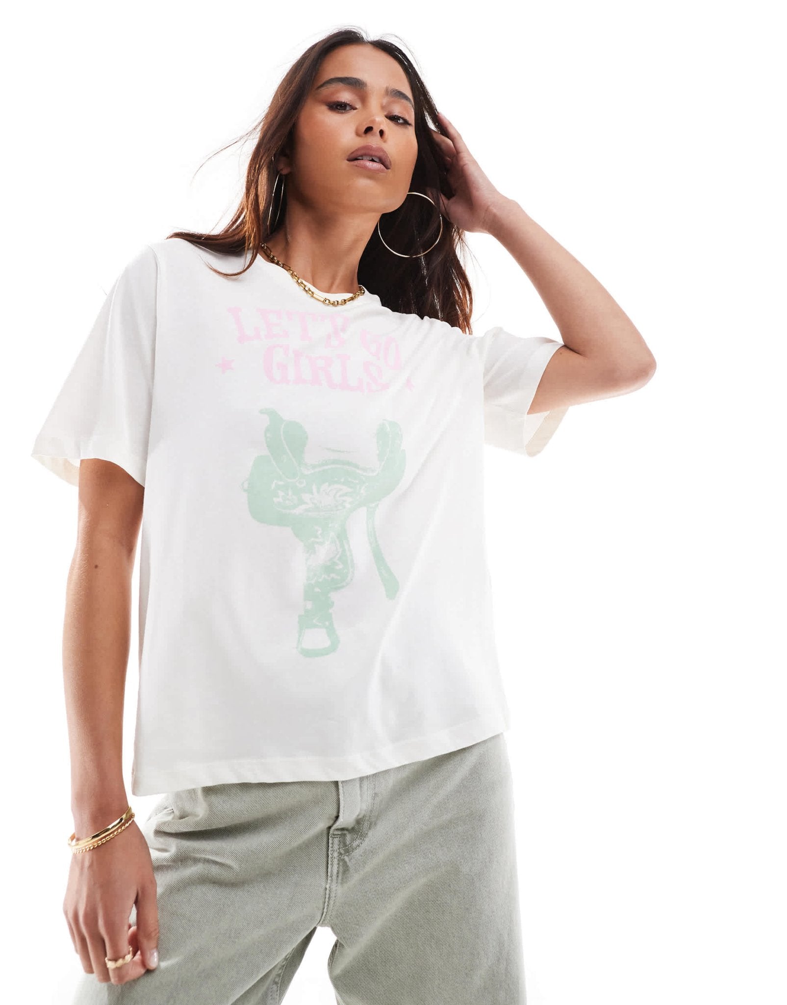 ONLY Let's Go Girls print t-shirt in white - ASOS Sample Sale EU Store