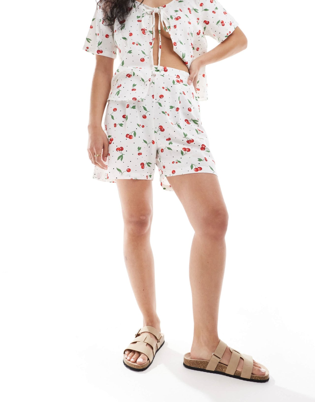 ONLY linen mix short co - ord in cherry print - ASOS Sample Sale EU Store