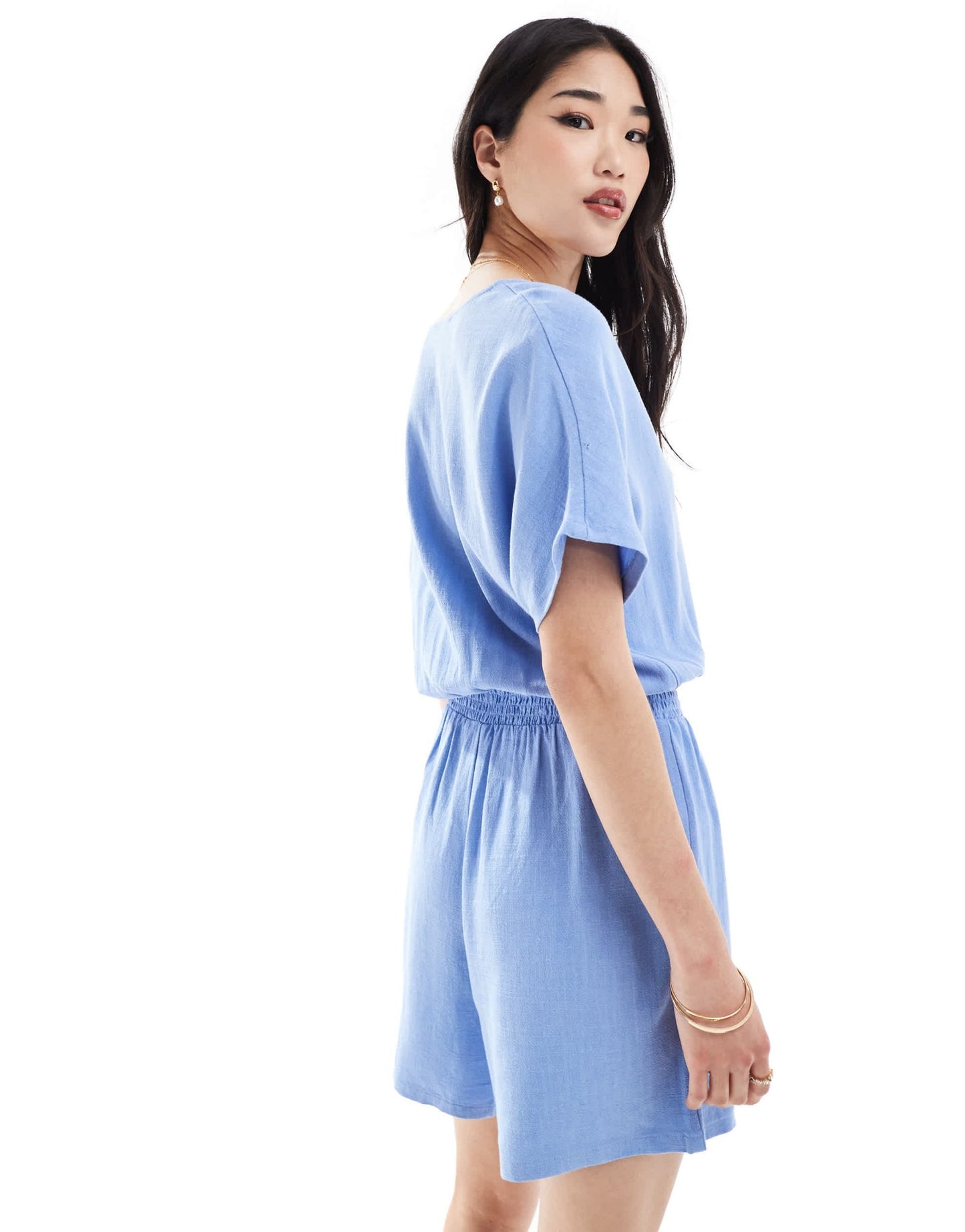 ONLY linen playsuit in blue - ASOS Sample Sale EU Store