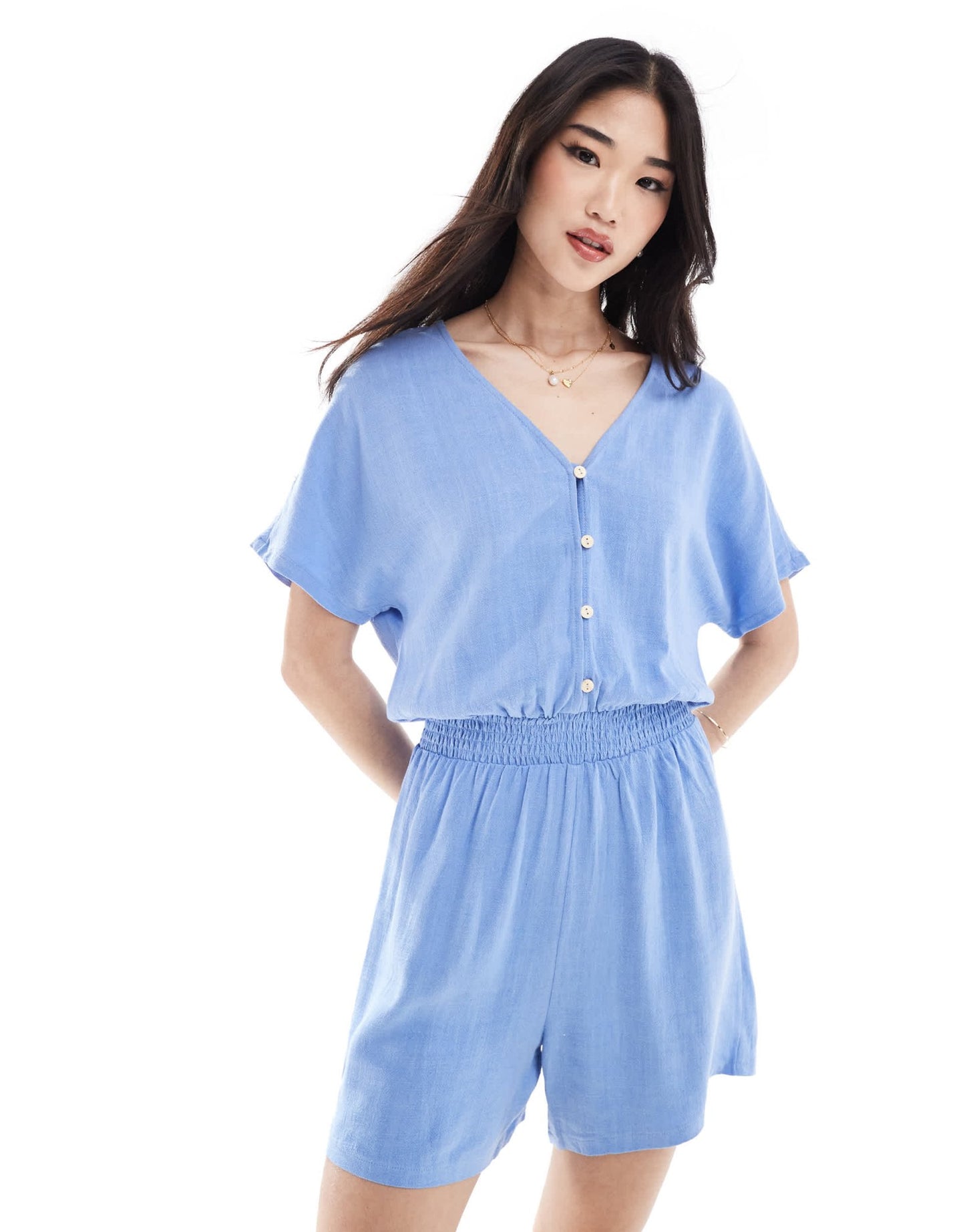 ONLY linen playsuit in blue - ASOS Sample Sale EU Store