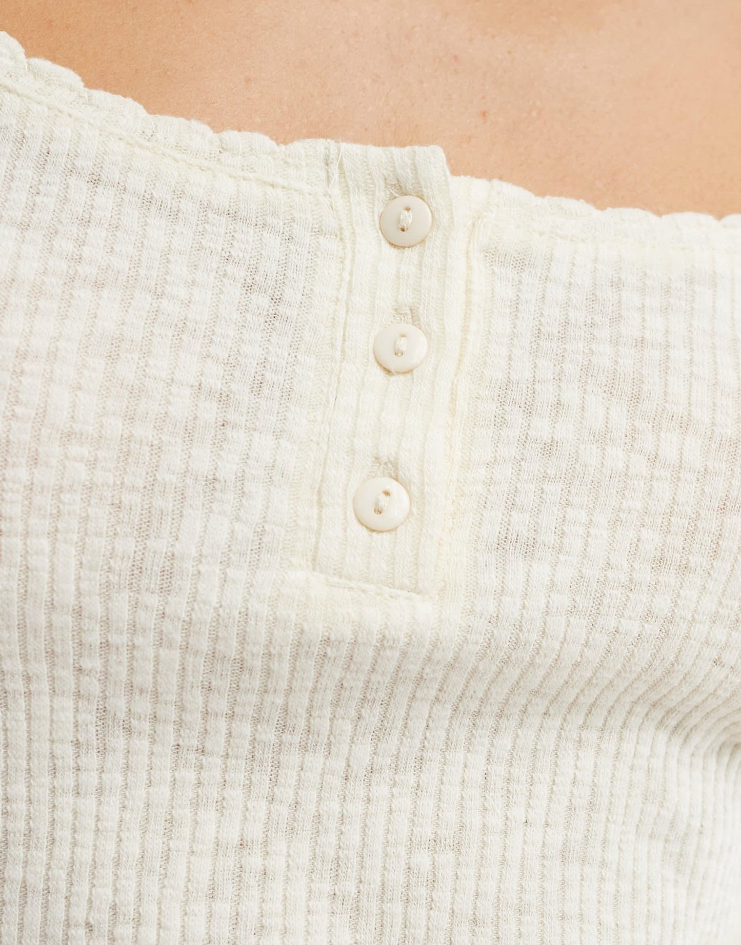 ONLY long sleeve ribbed scoop neck top in cream - ASOS Sample Sale EU Store