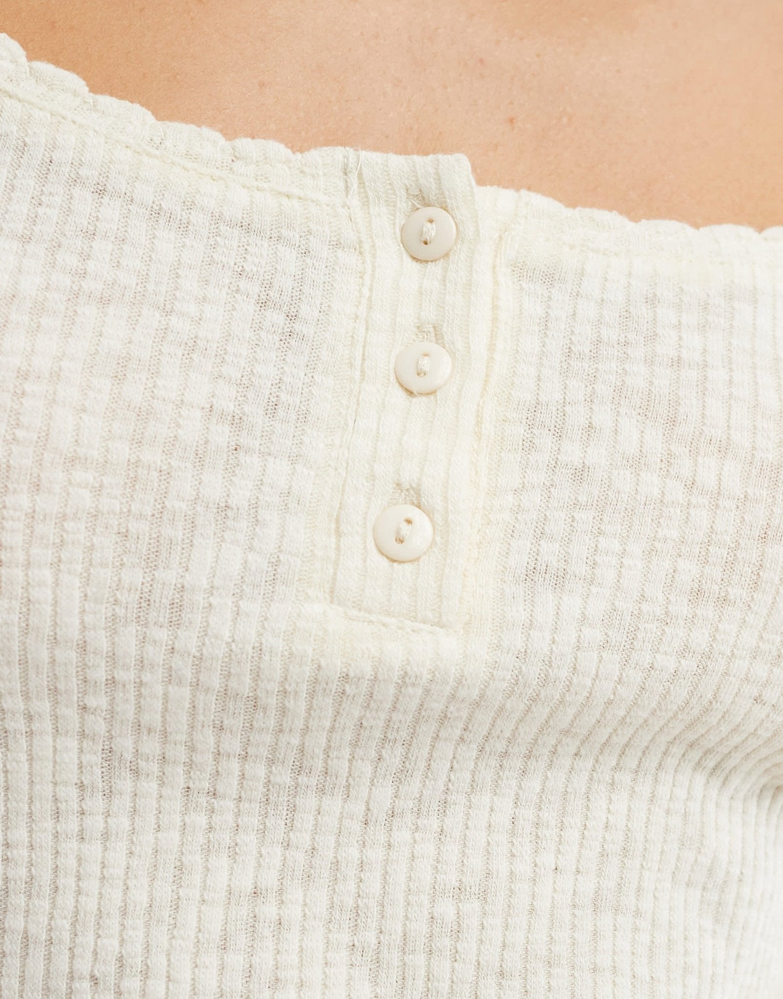 ONLY long sleeve ribbed scoop neck top in cream - ASOS Sample Sale EU Store