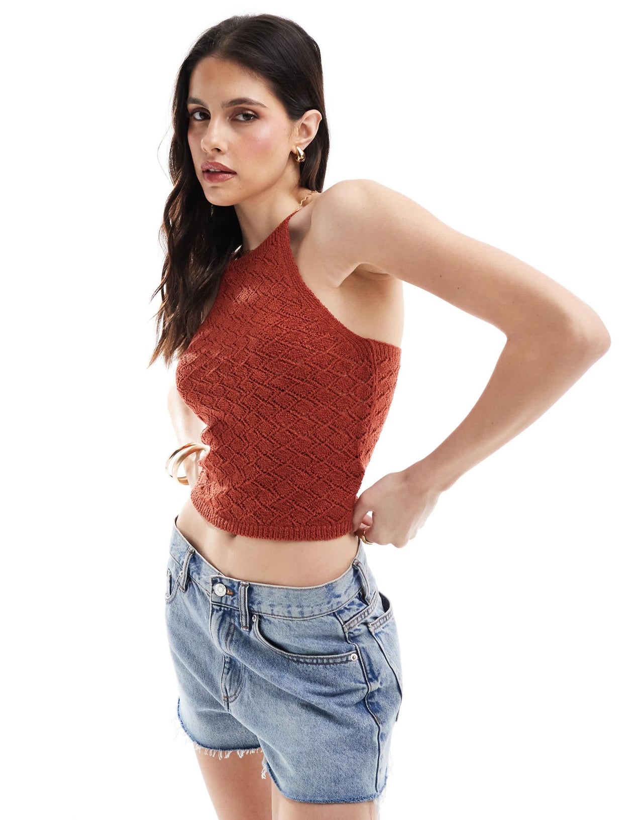 ONLY open knit tank top in rust - ASOS Sample Sale EU Store