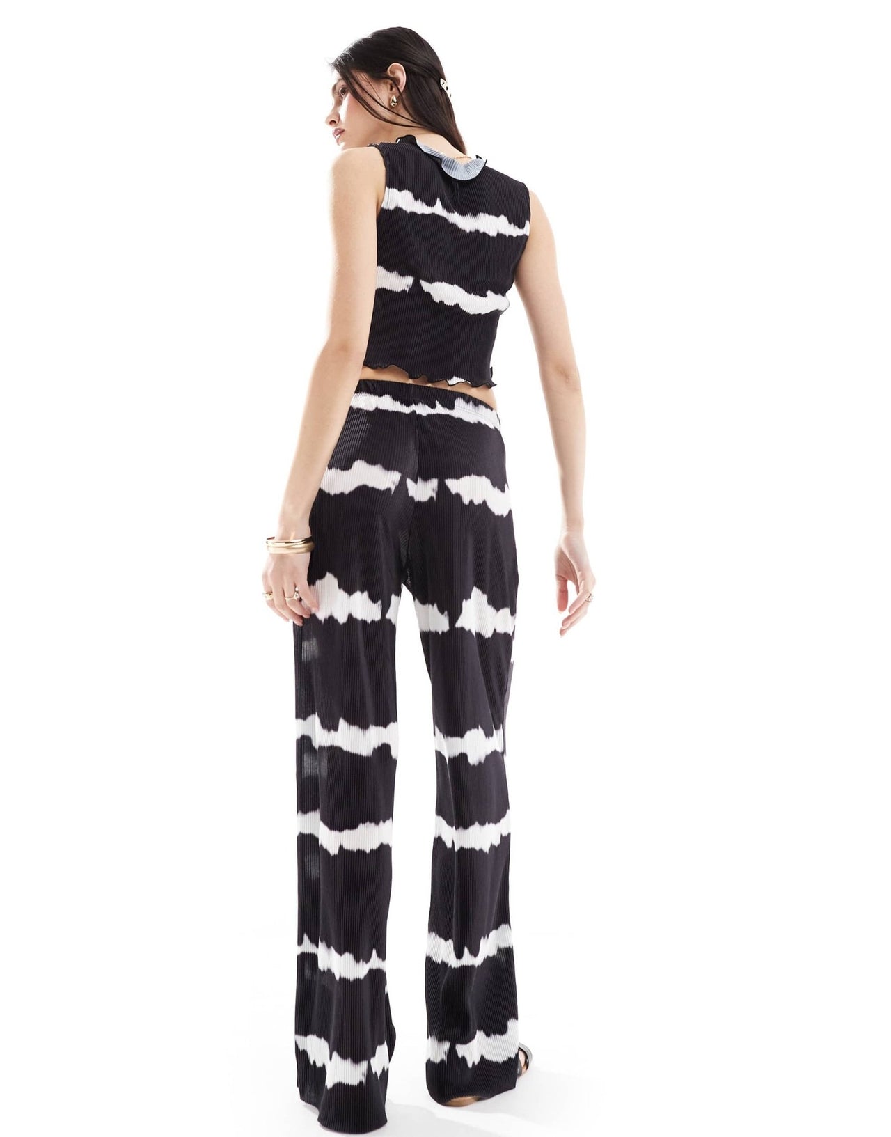 ONLY plisse tie dye trouser co - ord in black - ASOS Sample Sale EU Store