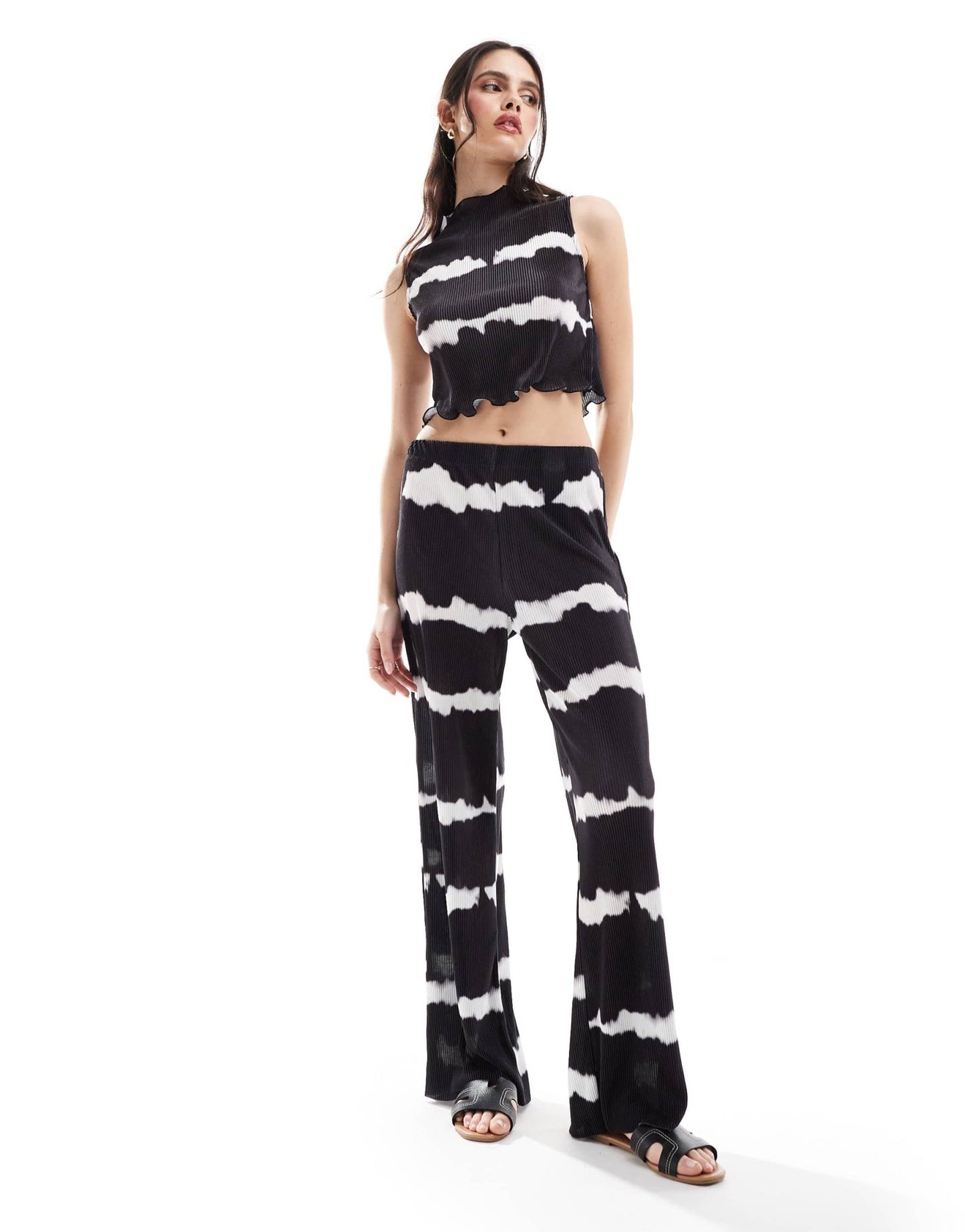ONLY plisse tie dye trouser co - ord in black - ASOS Sample Sale EU Store