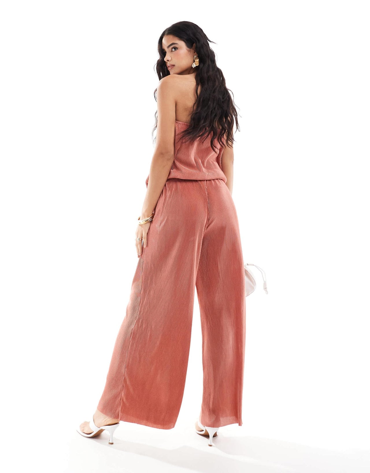 ONLY plisse wide leg trouser co - ord in dusky pink - ASOS Sample Sale EU Store
