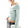 Top ONLY con dettaglio arricciato e spalle scoperte in verde chiaro