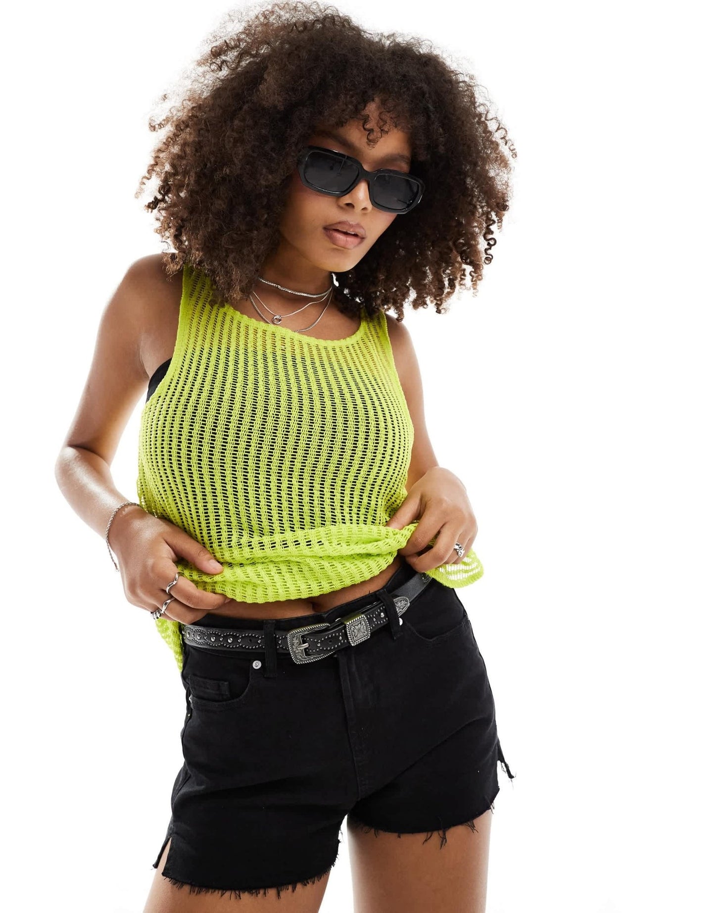 ONLY sheer knitted vest in lime - ASOS Sample Sale EU Store