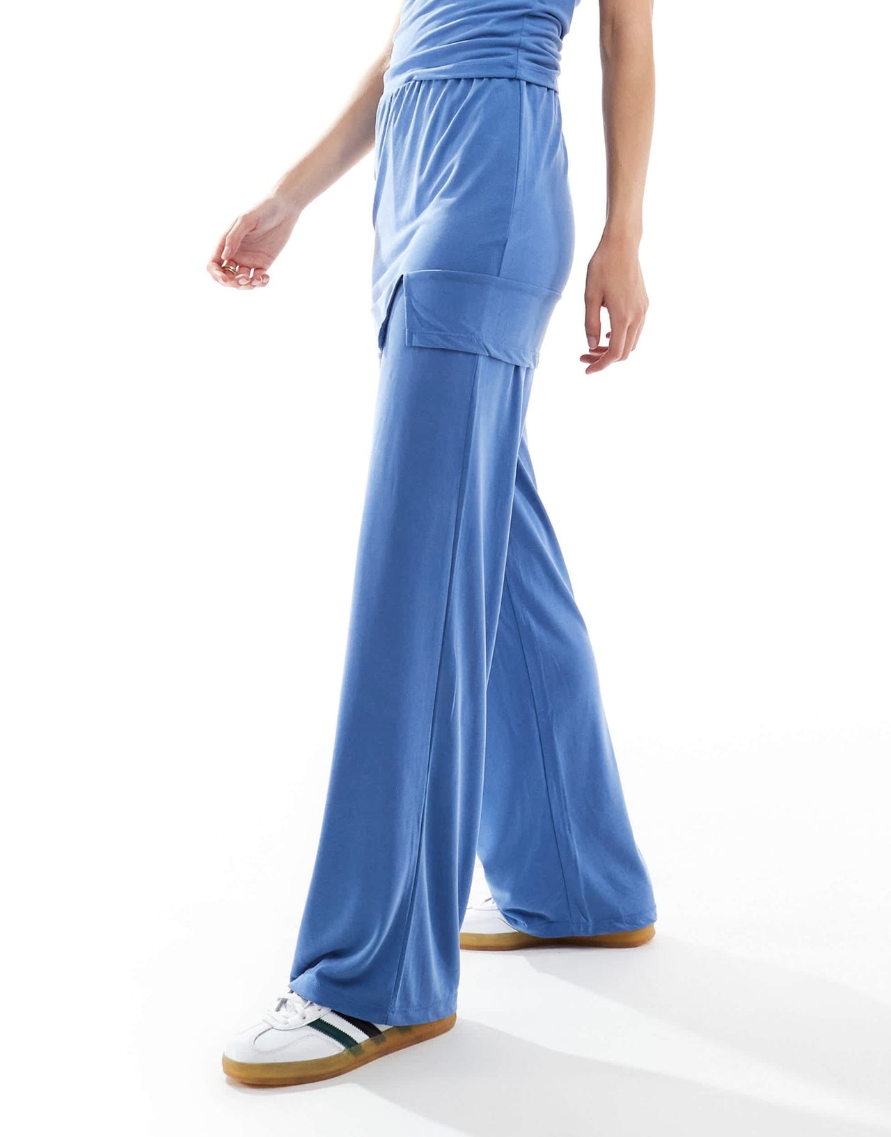 ONLY slinky straight leg trouser co - ord in mid blue - ASOS Sample Sale EU Store