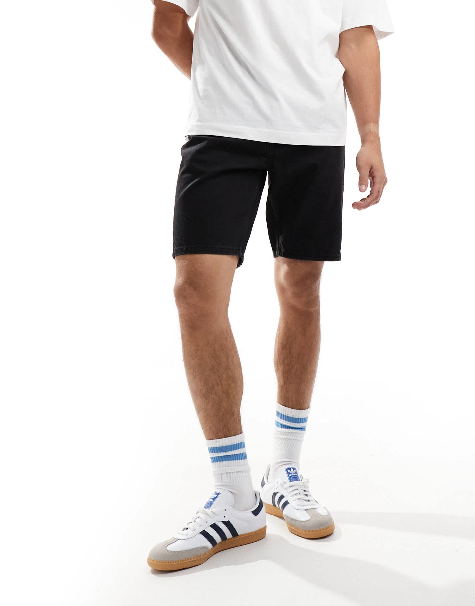 ONLY & SONS Edge straight fit denim shorts in black - ASOS Sample Sale EU Store