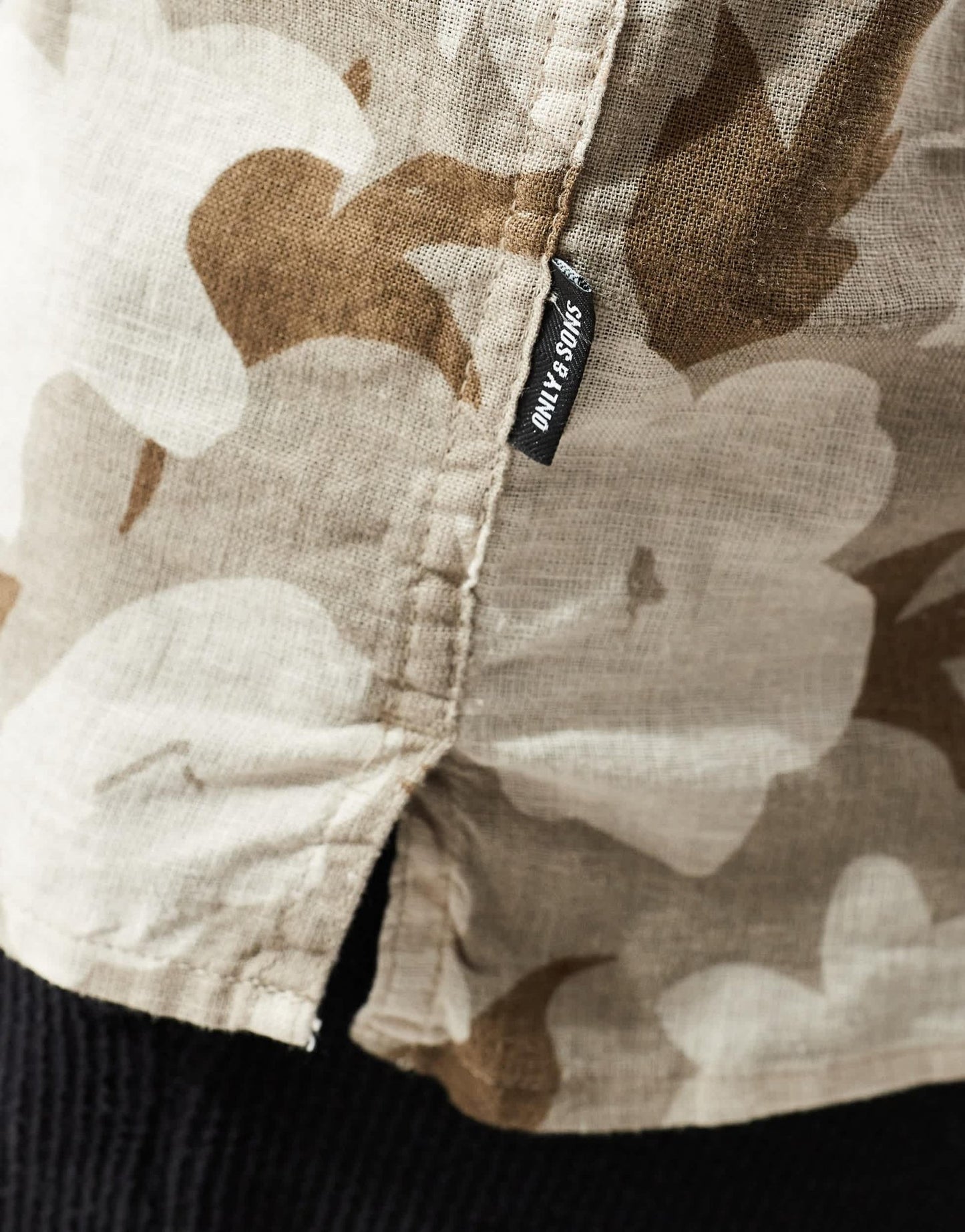 ONLY & SONS linen mix revere collar floral shirt in beige - ASOS Sample Sale EU Store