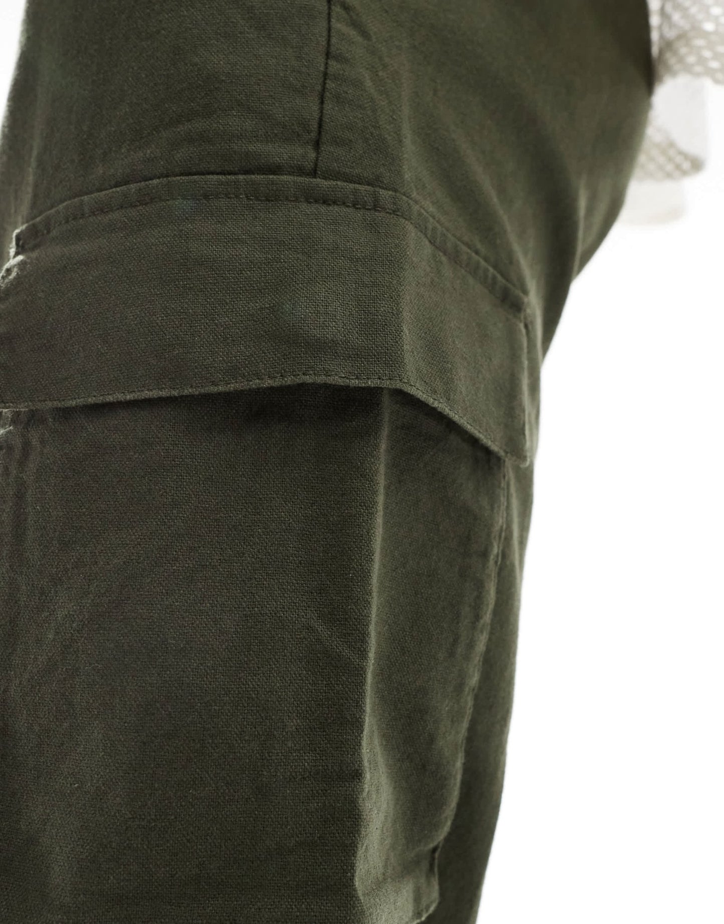 ONLY & SONS linen mix tapered fit cargo in khaki - ASOS Sample Sale EU Store