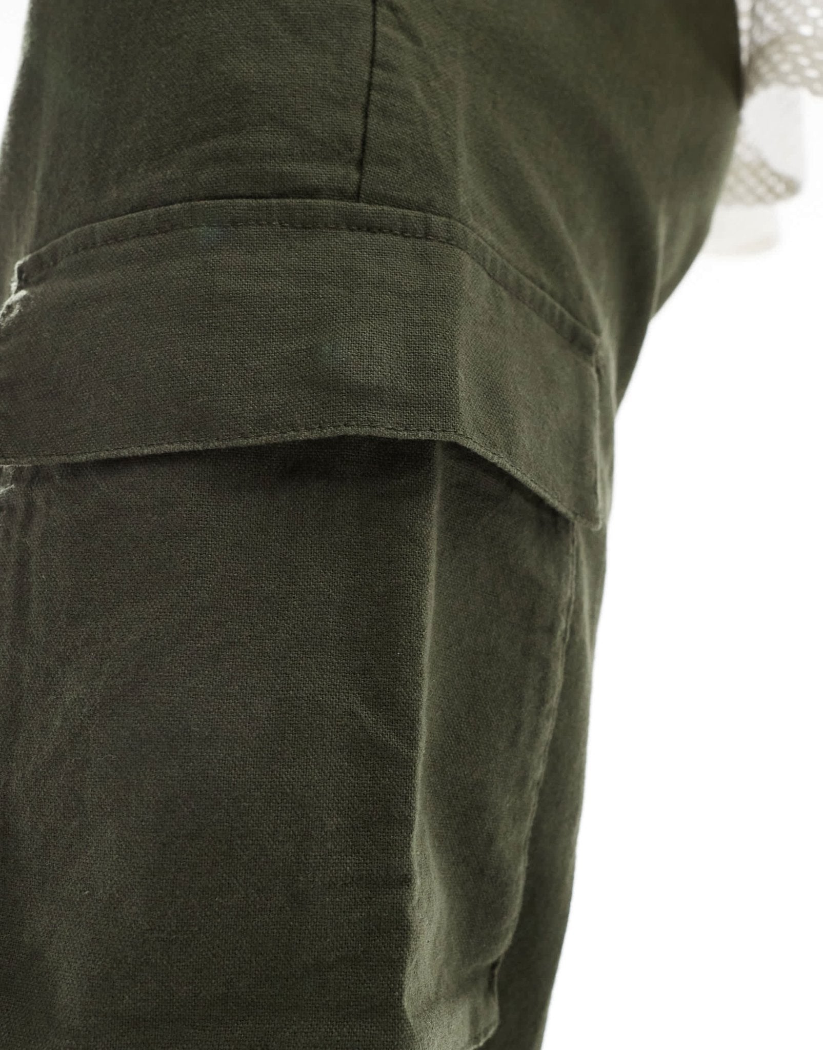 ONLY & SONS linen mix tapered fit cargo in khaki - ASOS Sample Sale EU Store