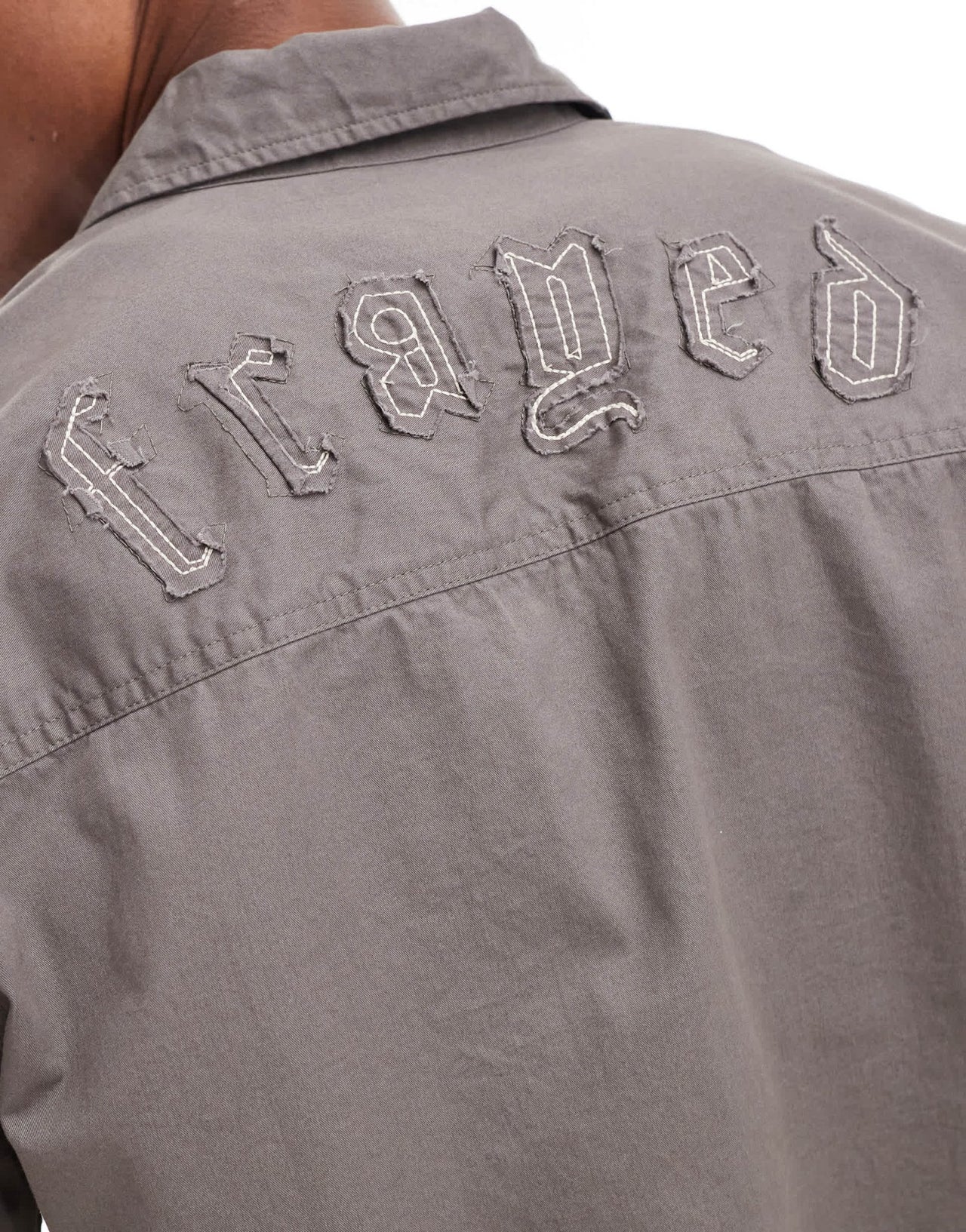 ONLY & SONS long sleeve shirt with frayed detail in charcoal - ASOS Sample Sale EU Store