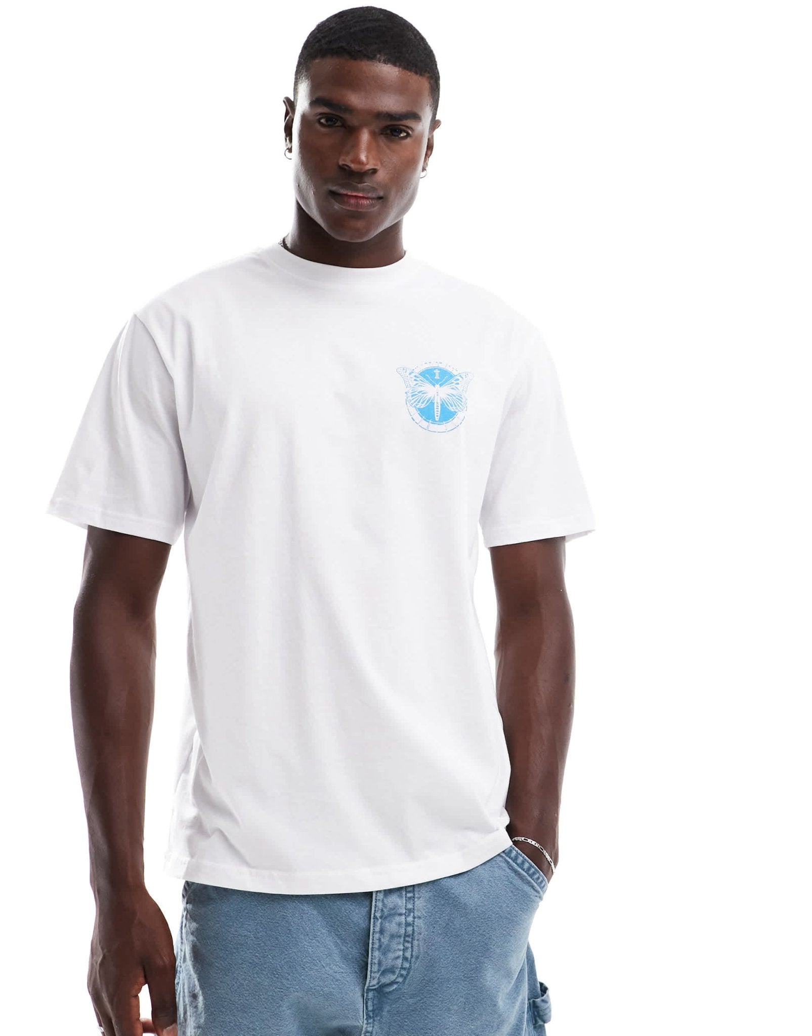 ONLY & SONS oversize t-shirt with butterfly back print in white - ASOS Sample Sale EU Store