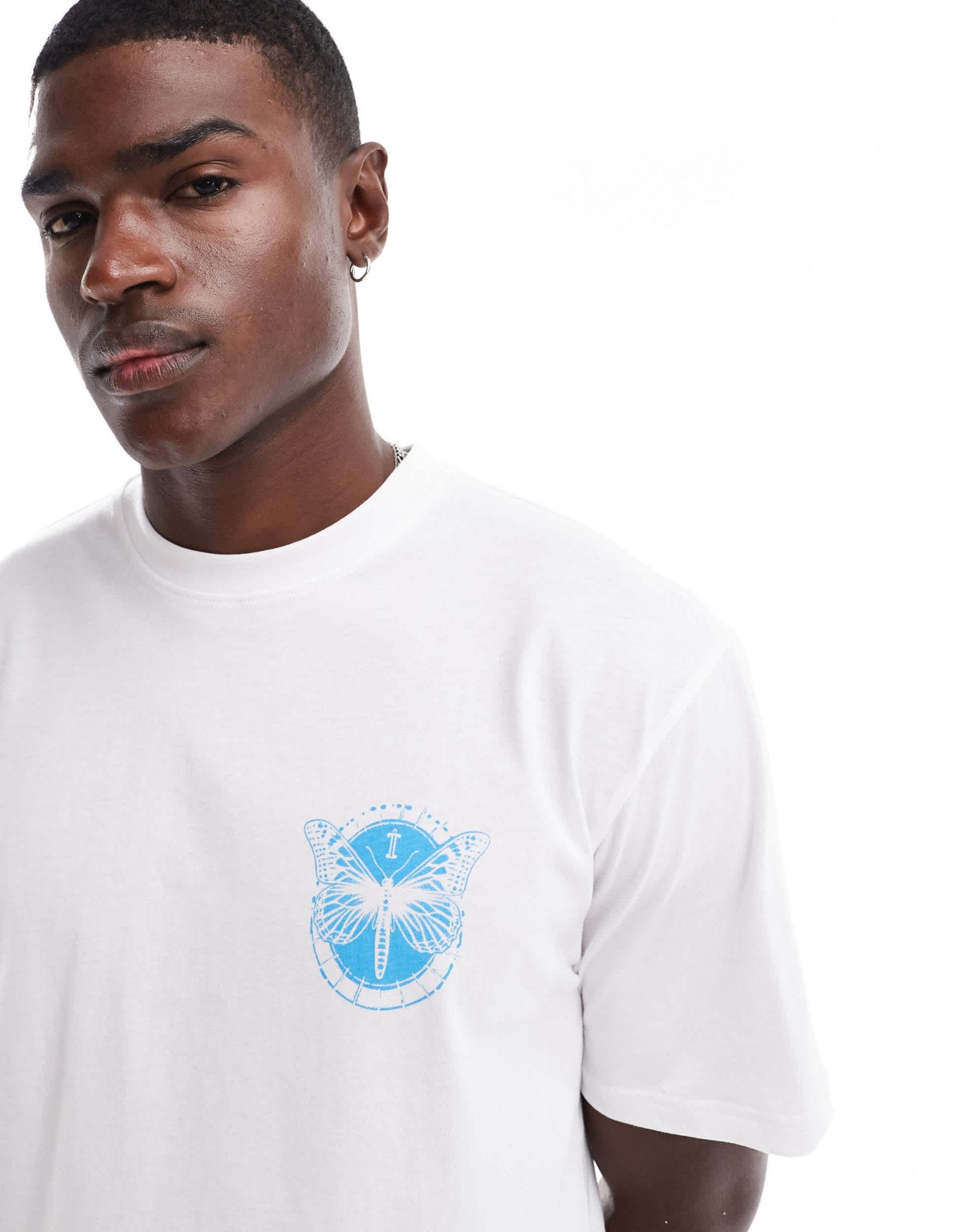 ONLY & SONS oversize t-shirt with butterfly back print in white - ASOS Sample Sale EU Store