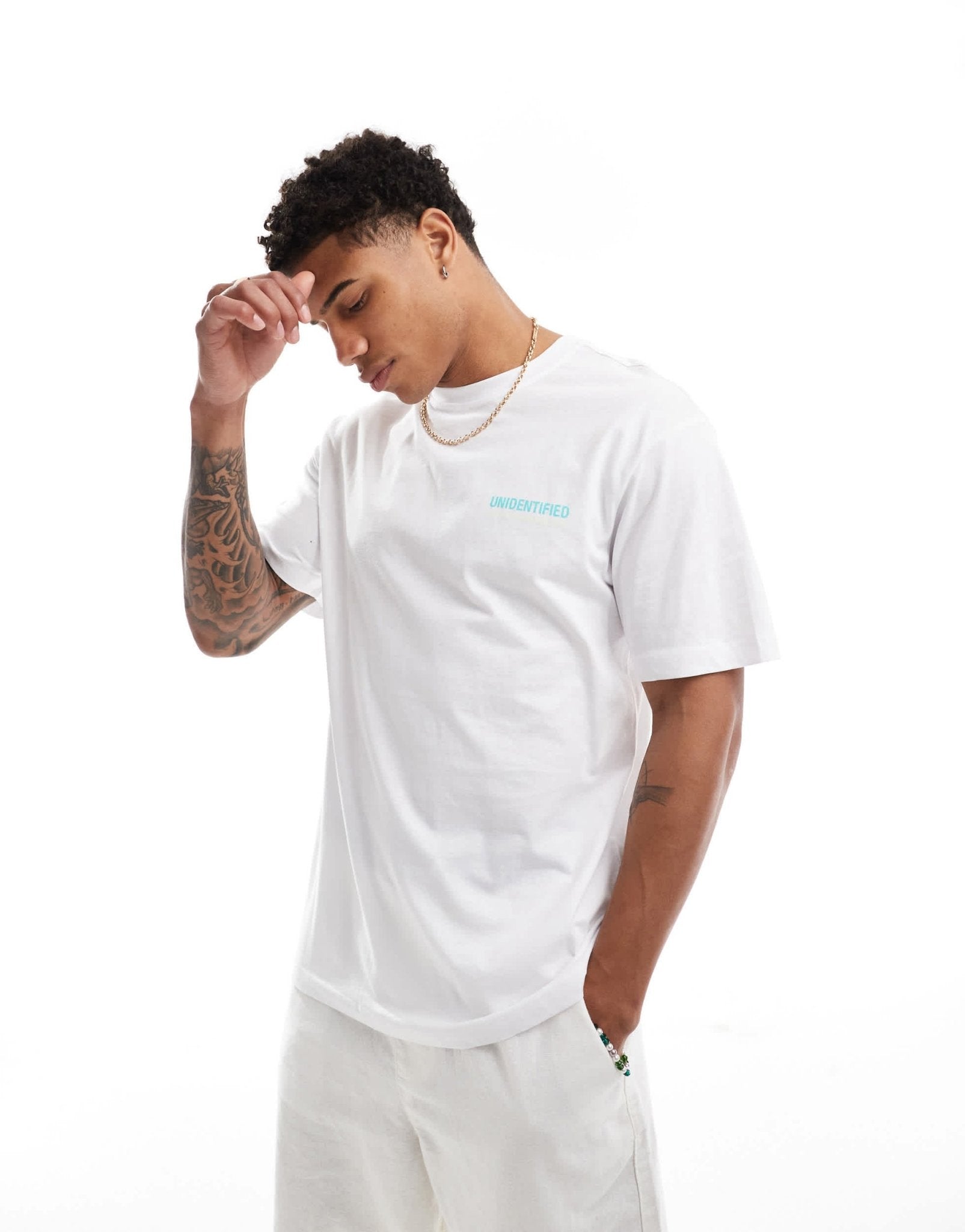 ONLY & SONS oversized t-shirt with unidentified back print in white - ASOS Sample Sale EU Store
