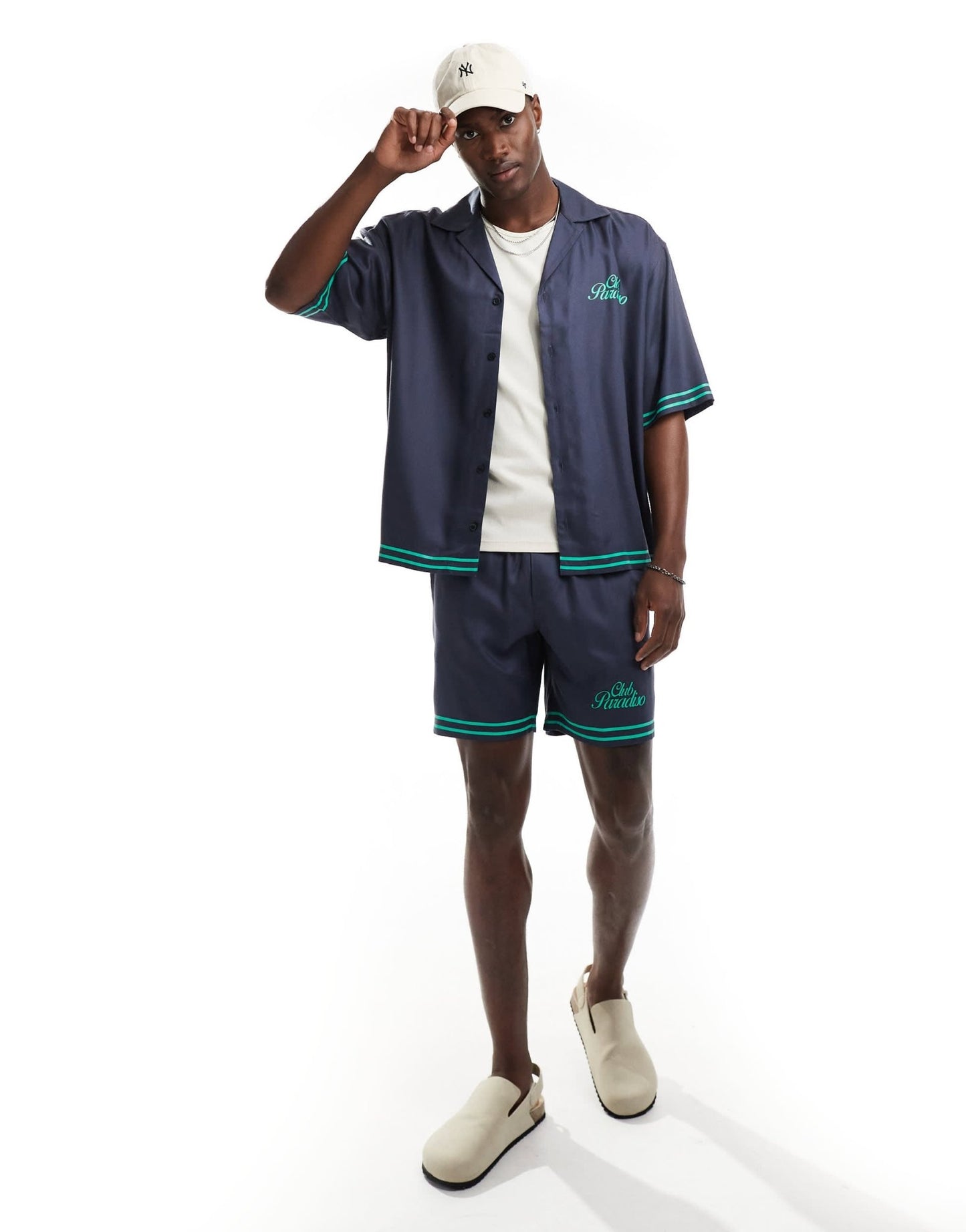 ONLY & SONS pull on printed short co - ord in navy - ASOS Sample Sale EU Store