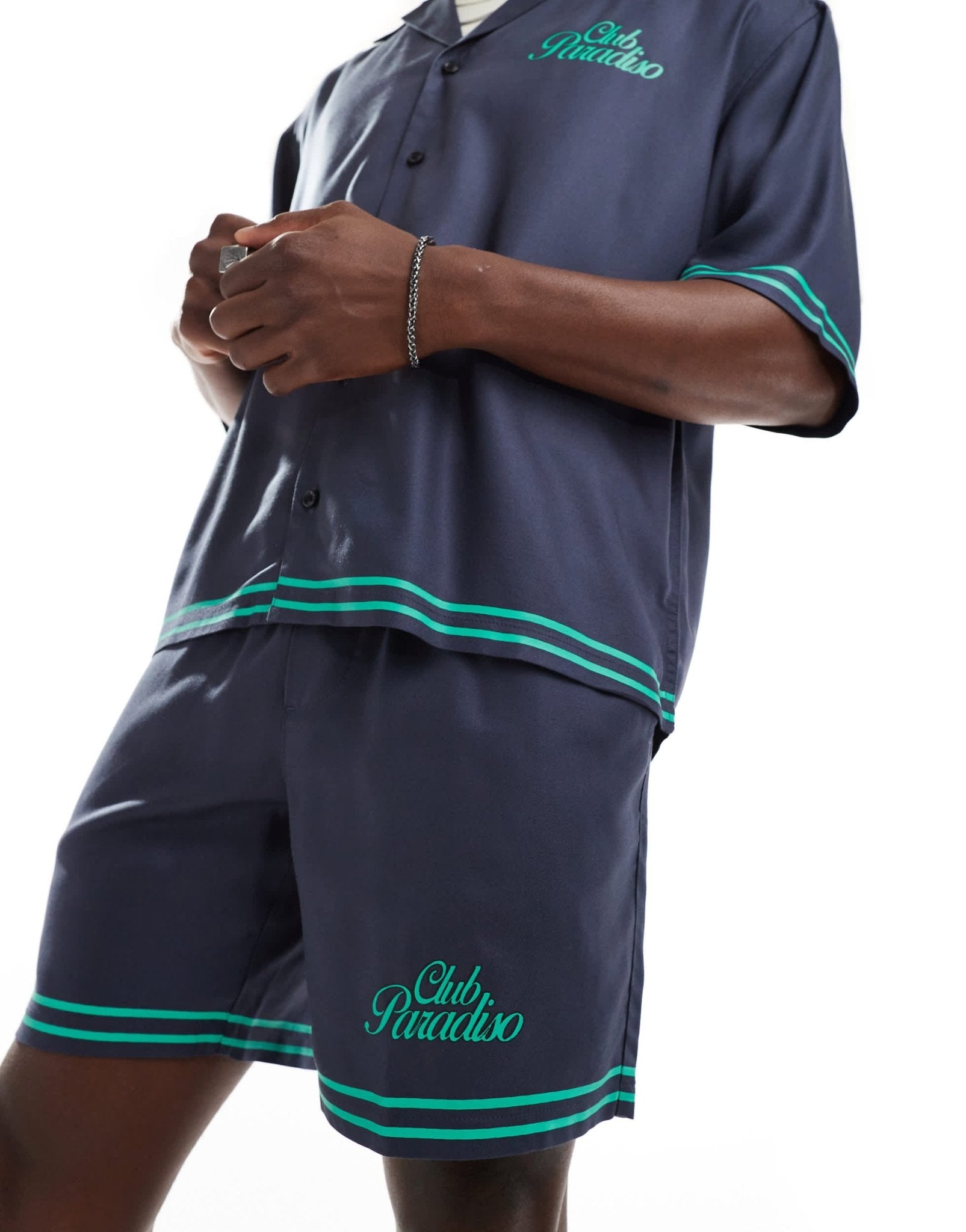 ONLY & SONS pull on printed short co - ord in navy - ASOS Sample Sale EU Store