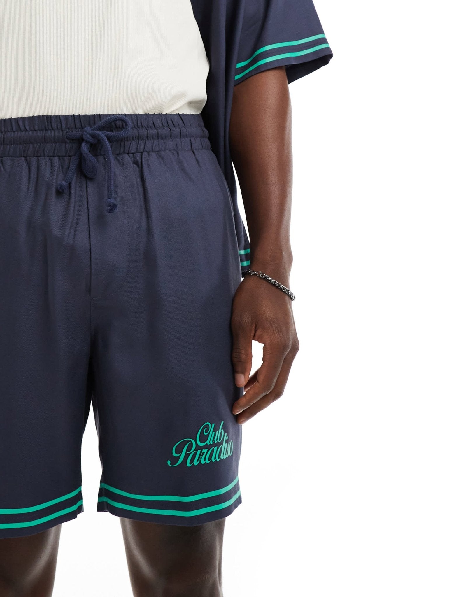 ONLY & SONS pull on printed short co - ord in navy - ASOS Sample Sale EU Store